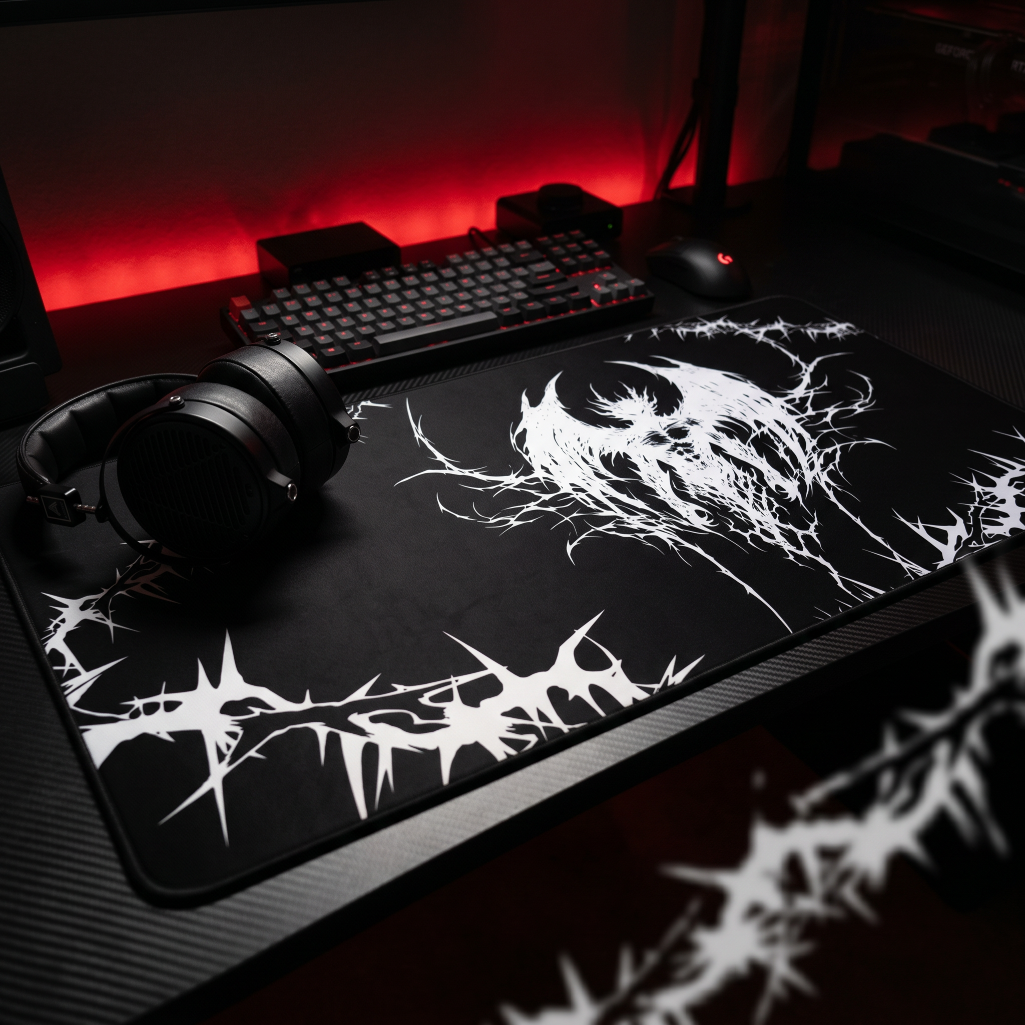 Eternal Prison – Black Desk Mat – Cyber Sigil Demon Mouse Pad