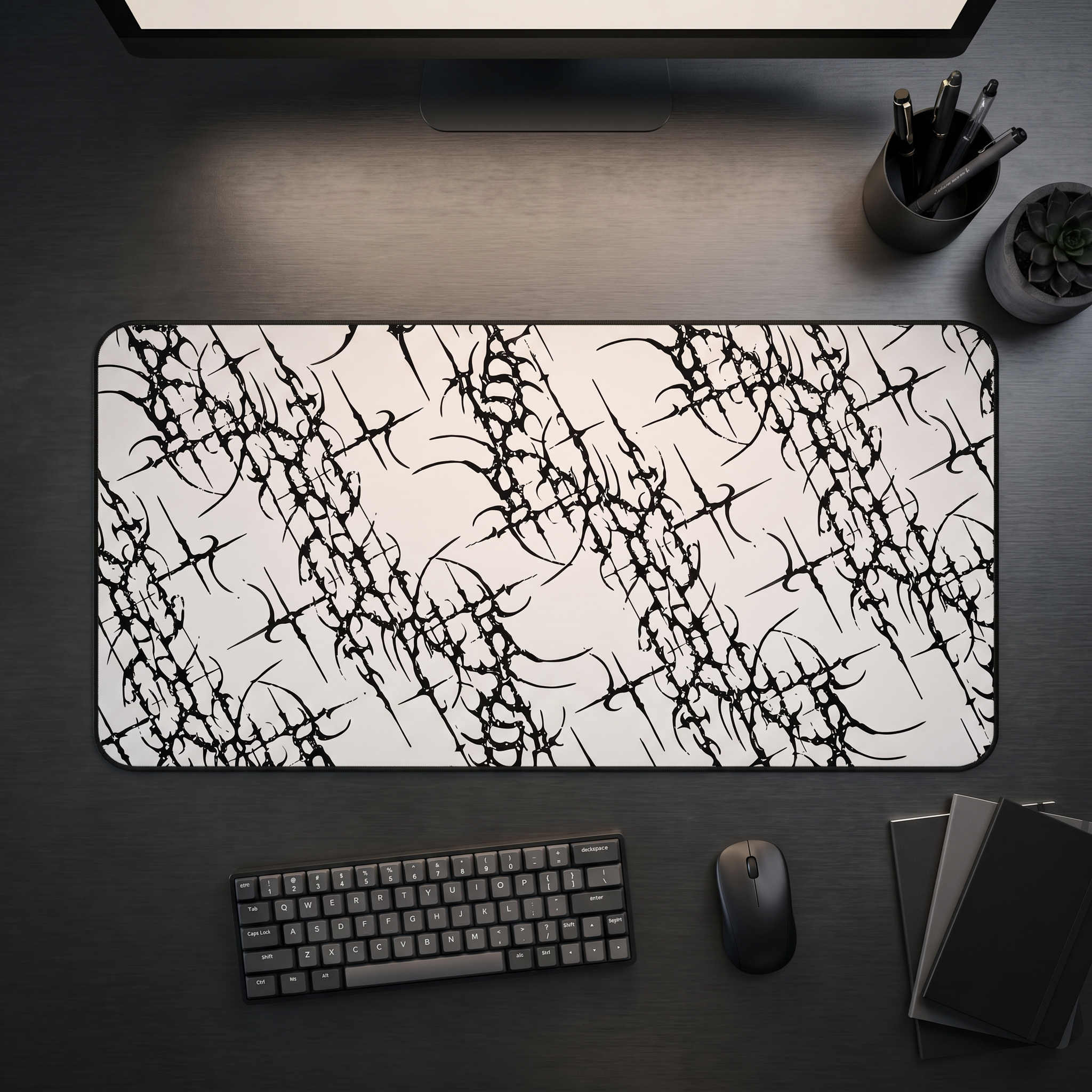 Sigil Pattern – White Desk Mat – Cyber Sigil Mouse Pad