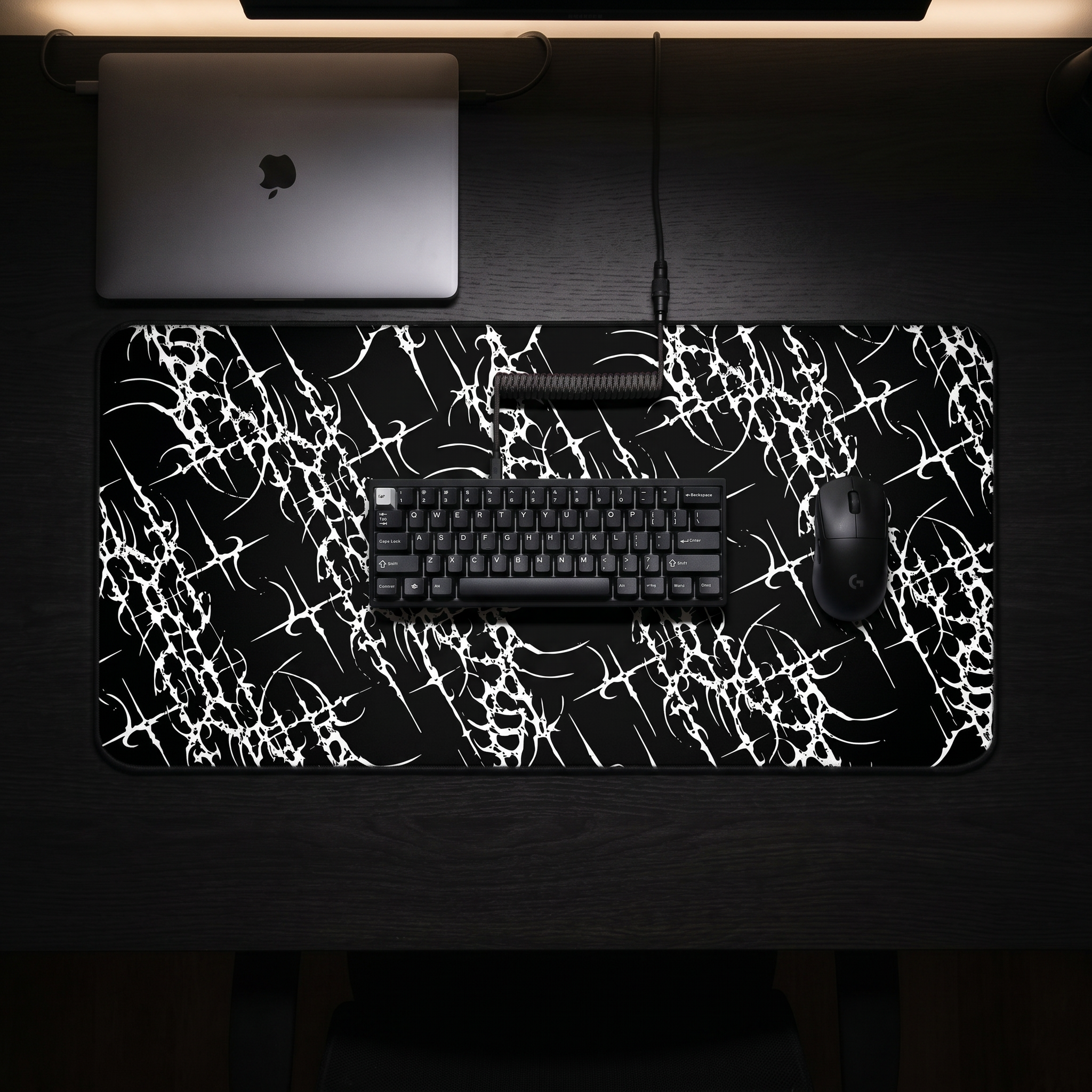 Sigil Pattern – Black Desk Mat – Cyber Sigil Mouse Pad