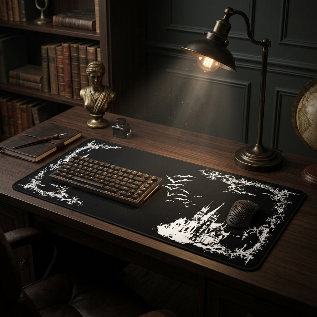 Vampire Castle – Black Desk Mat – Gothic Mouse Pad