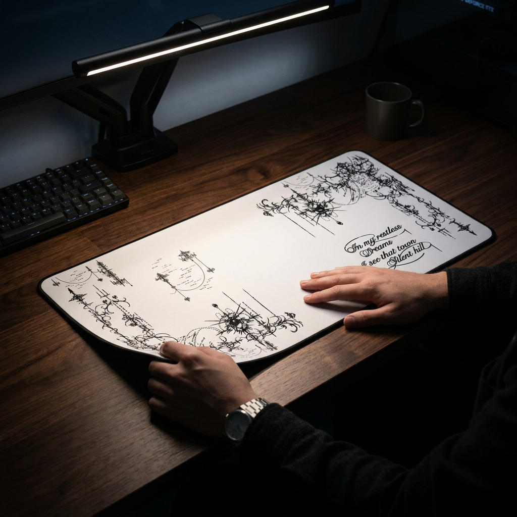 Restless Dreams – White Desk Mat – Gothic Mouse Pad
