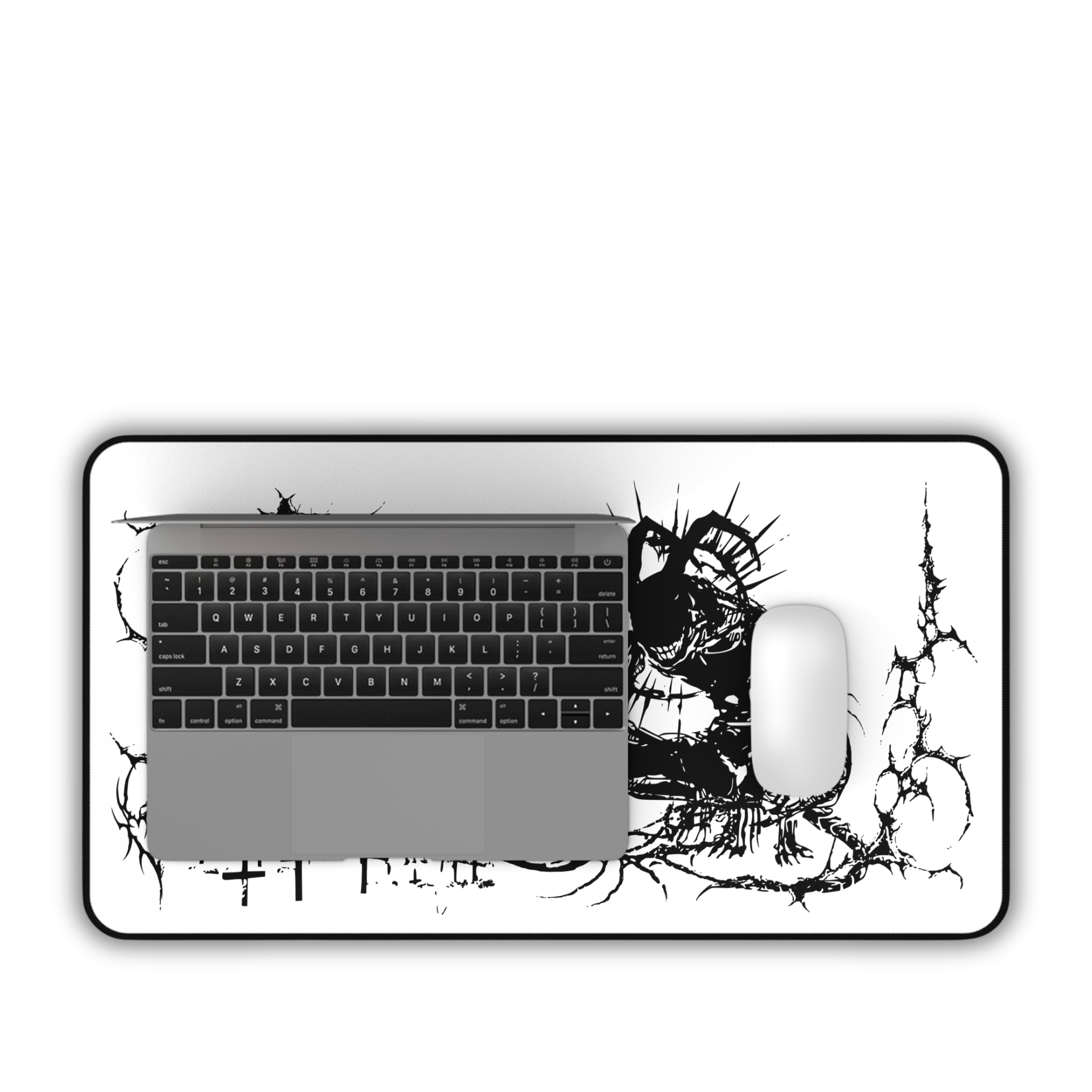 Chinese Demon White Desk Mat – Cybersigilism Gaming & Dark Aesthetic