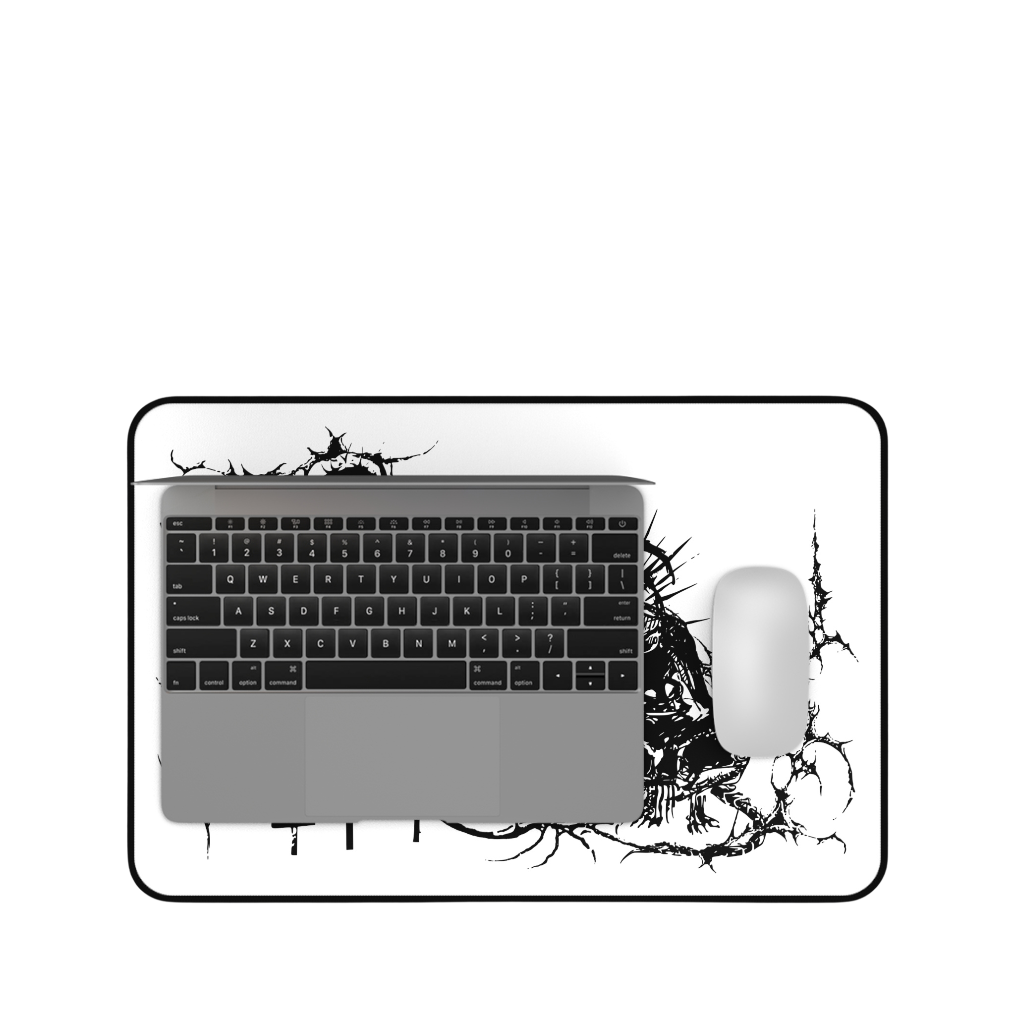 Chinese Demon White Desk Mat – Cybersigilism Gaming & Dark Aesthetic