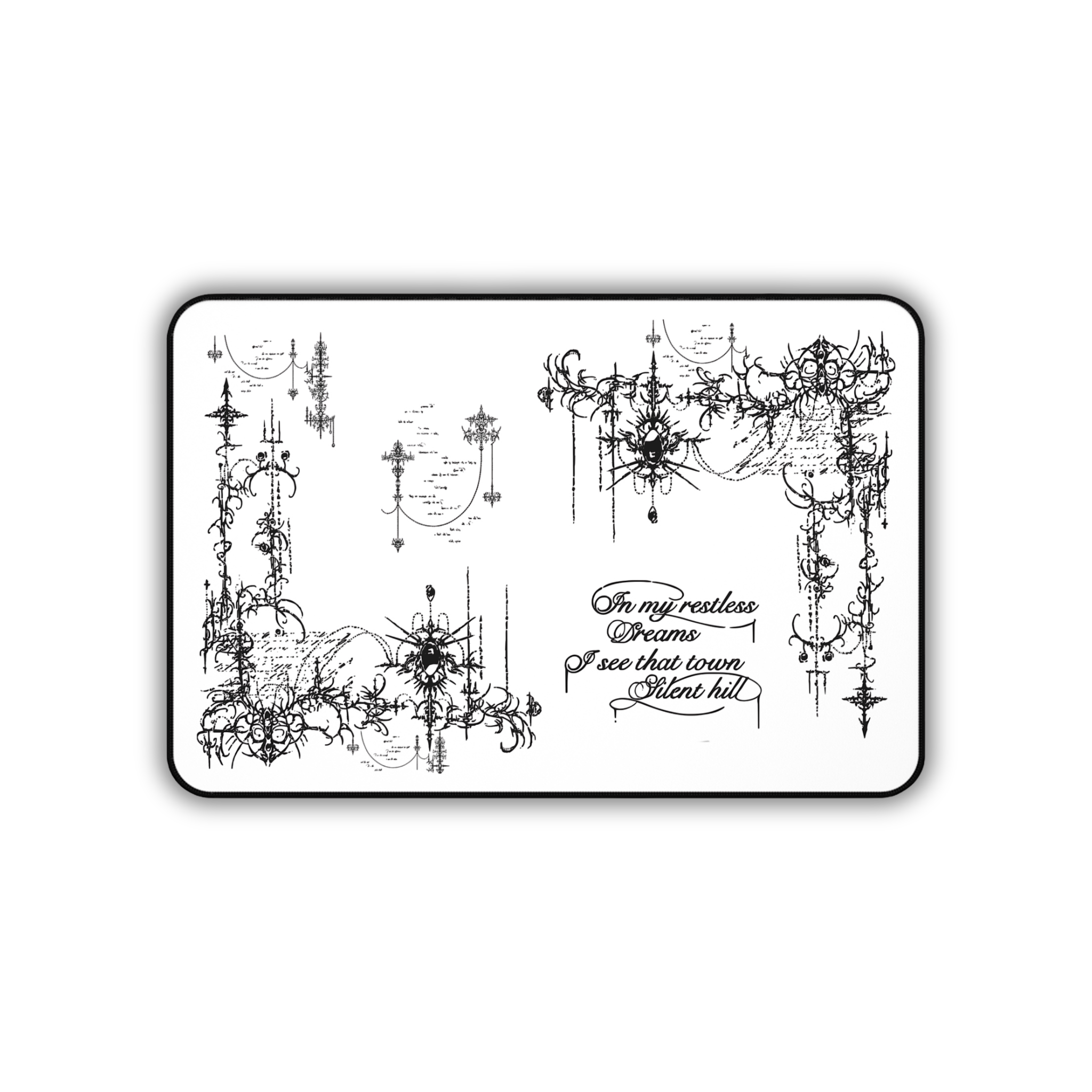 Restless Dreams – White Desk Mat – Gothic Mouse Pad