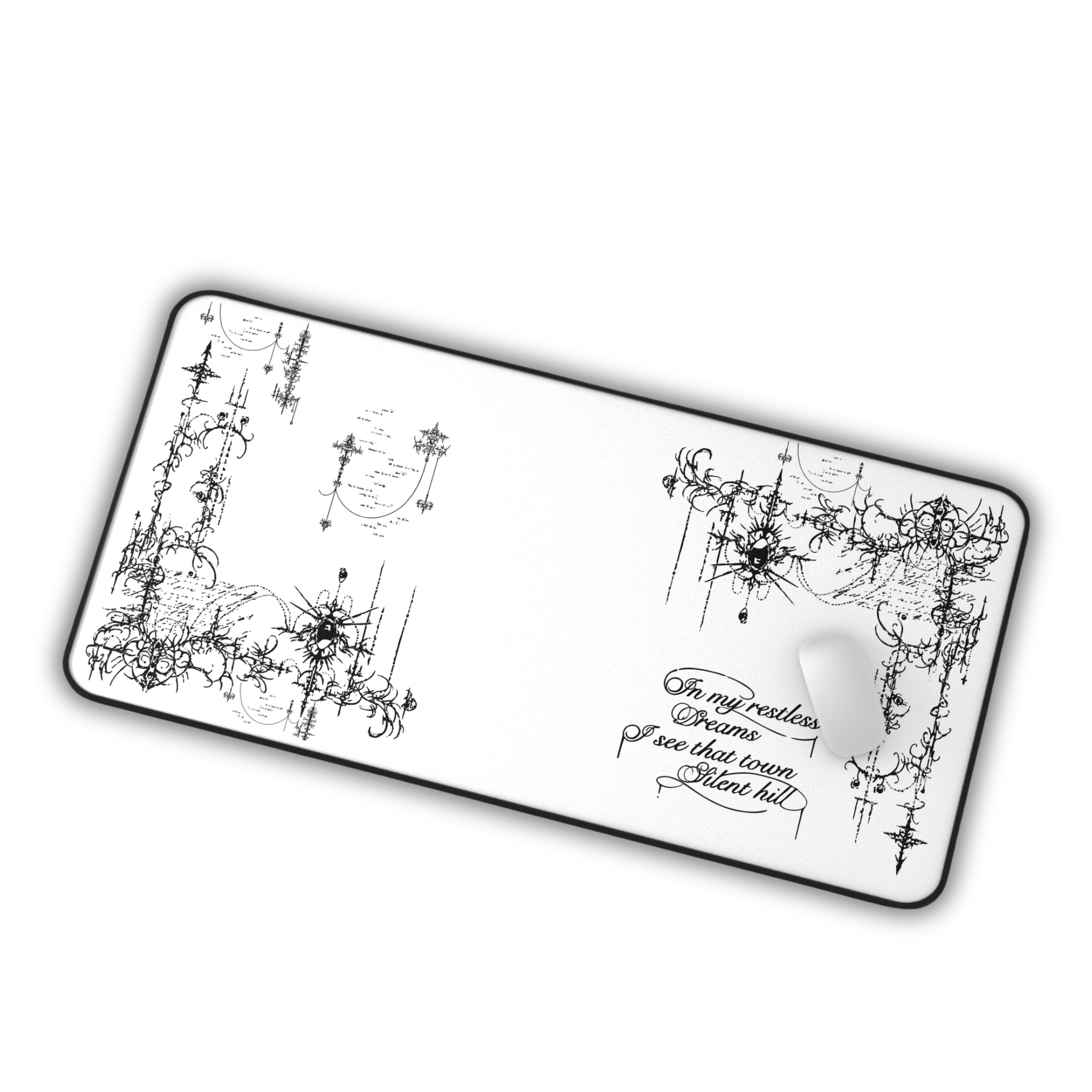 Restless Dreams – White Desk Mat – Gothic Mouse Pad