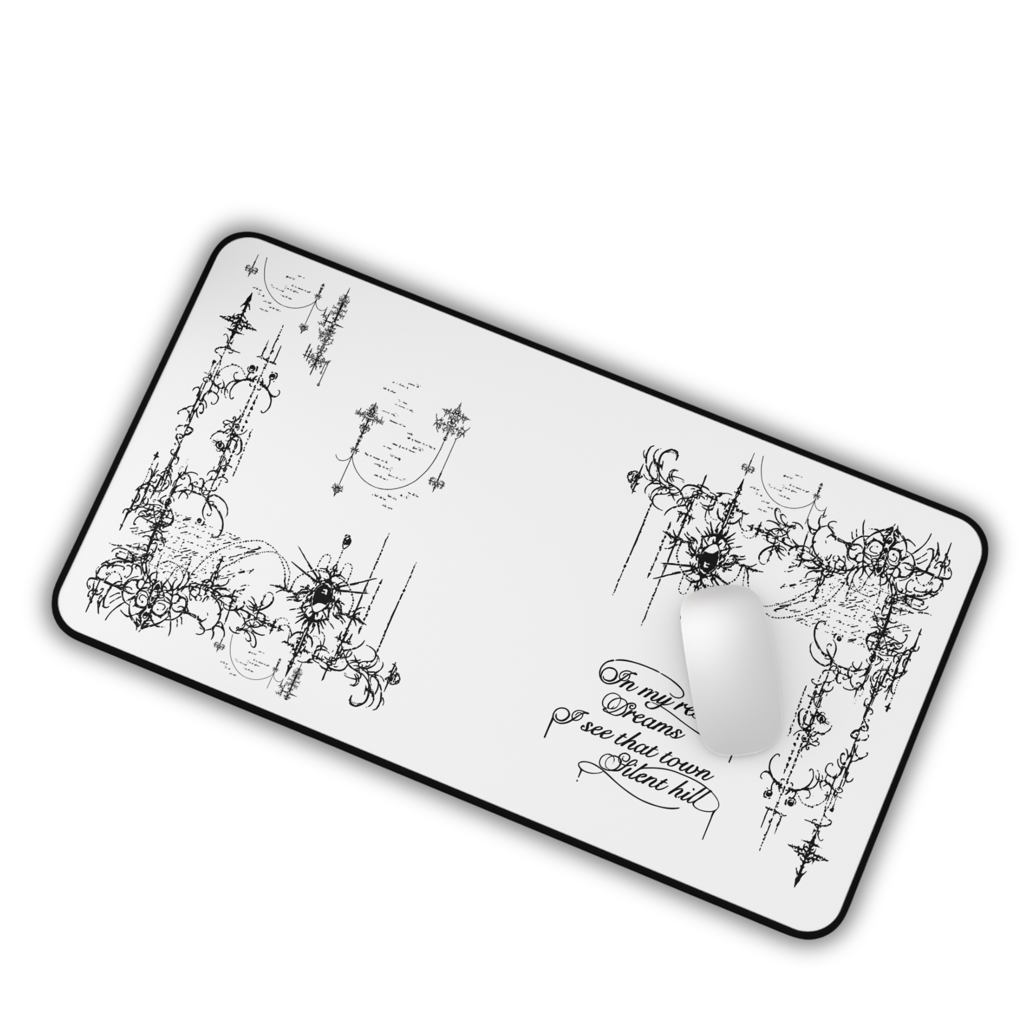Restless Dreams – White Desk Mat – Gothic Mouse Pad