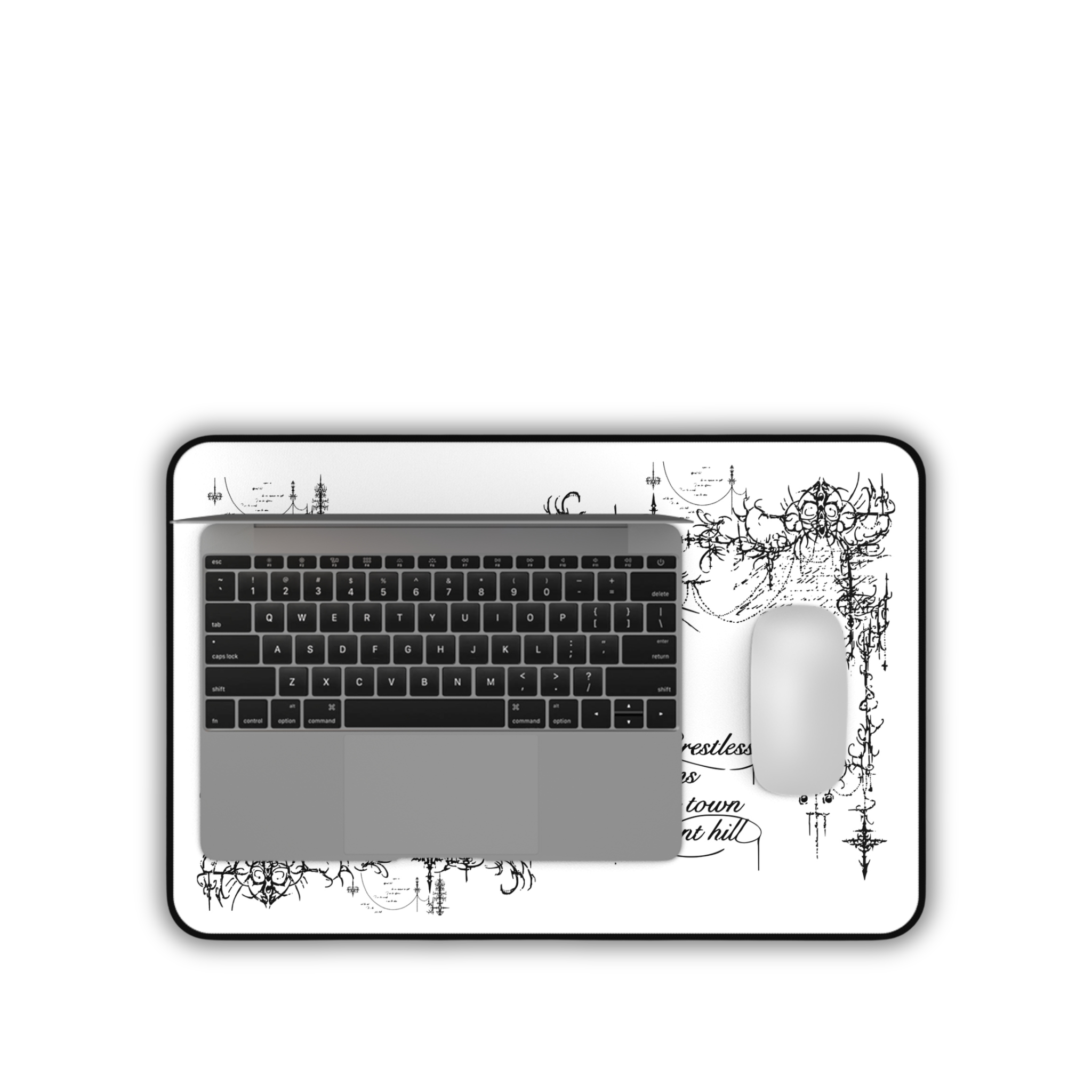 Restless Dreams – White Desk Mat – Gothic Mouse Pad
