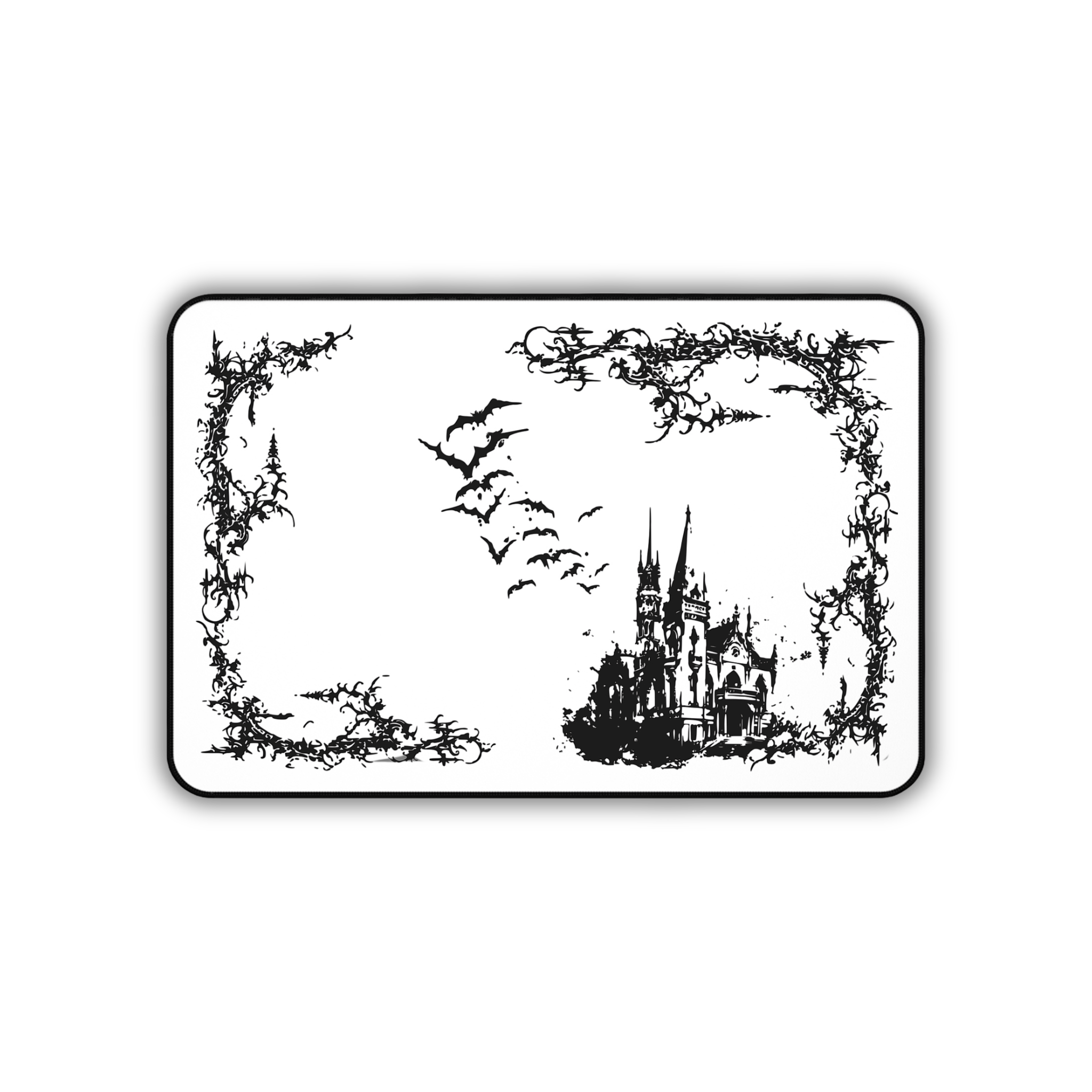 Vampire Castle – White Desk Mat – Gothic Mouse Pad