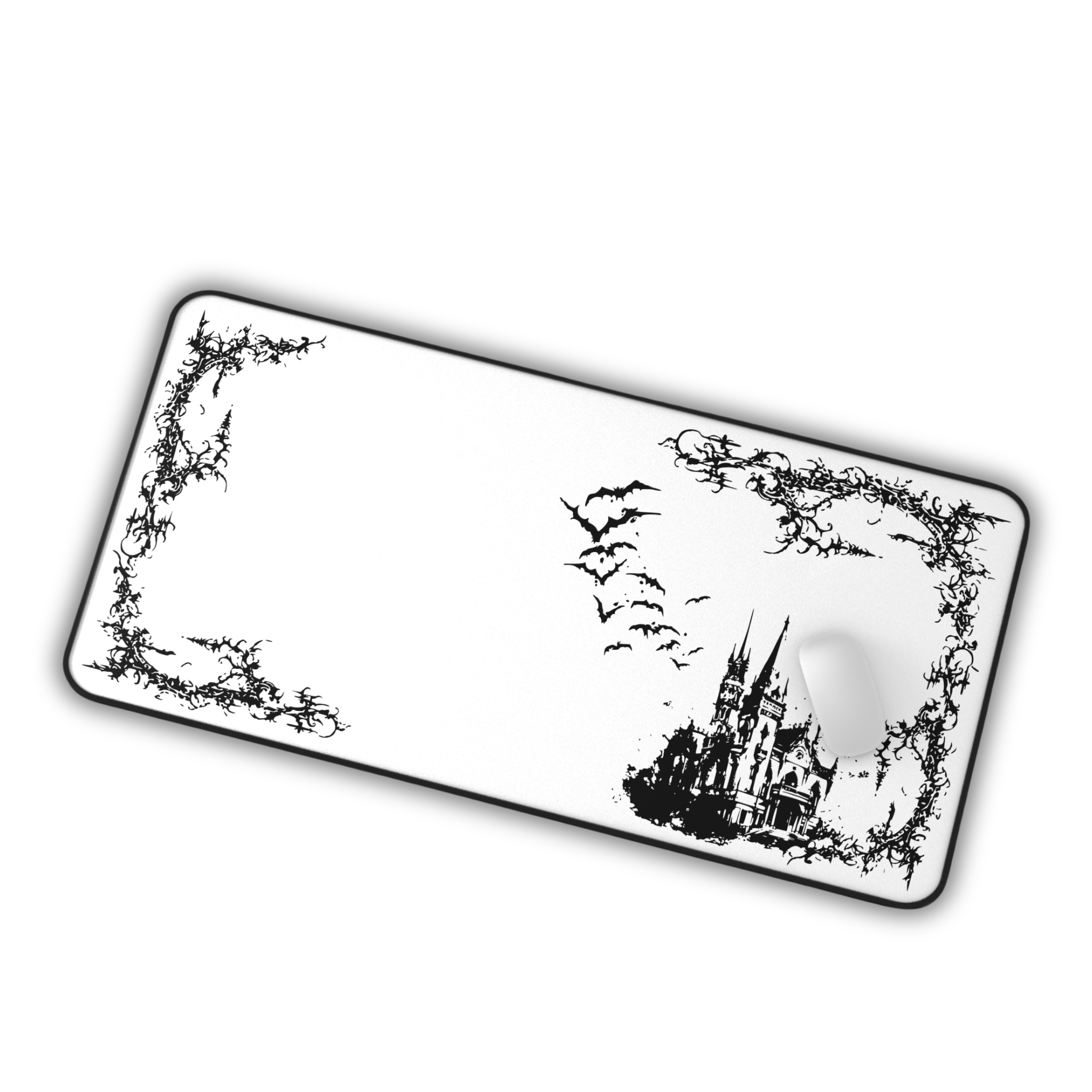 Vampire Castle – White Desk Mat – Gothic Mouse Pad