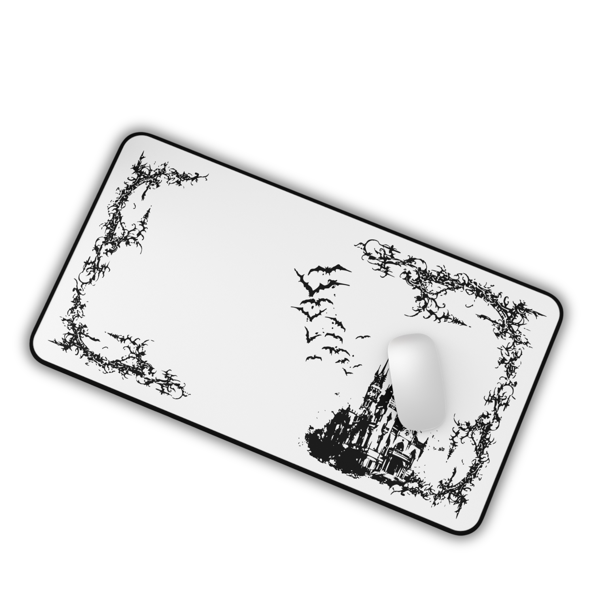 Vampire Castle – White Desk Mat – Gothic Mouse Pad