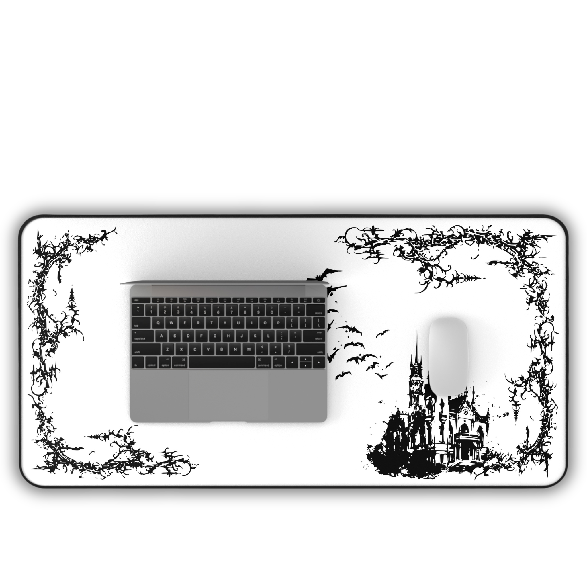 Vampire Castle – White Desk Mat – Gothic Mouse Pad