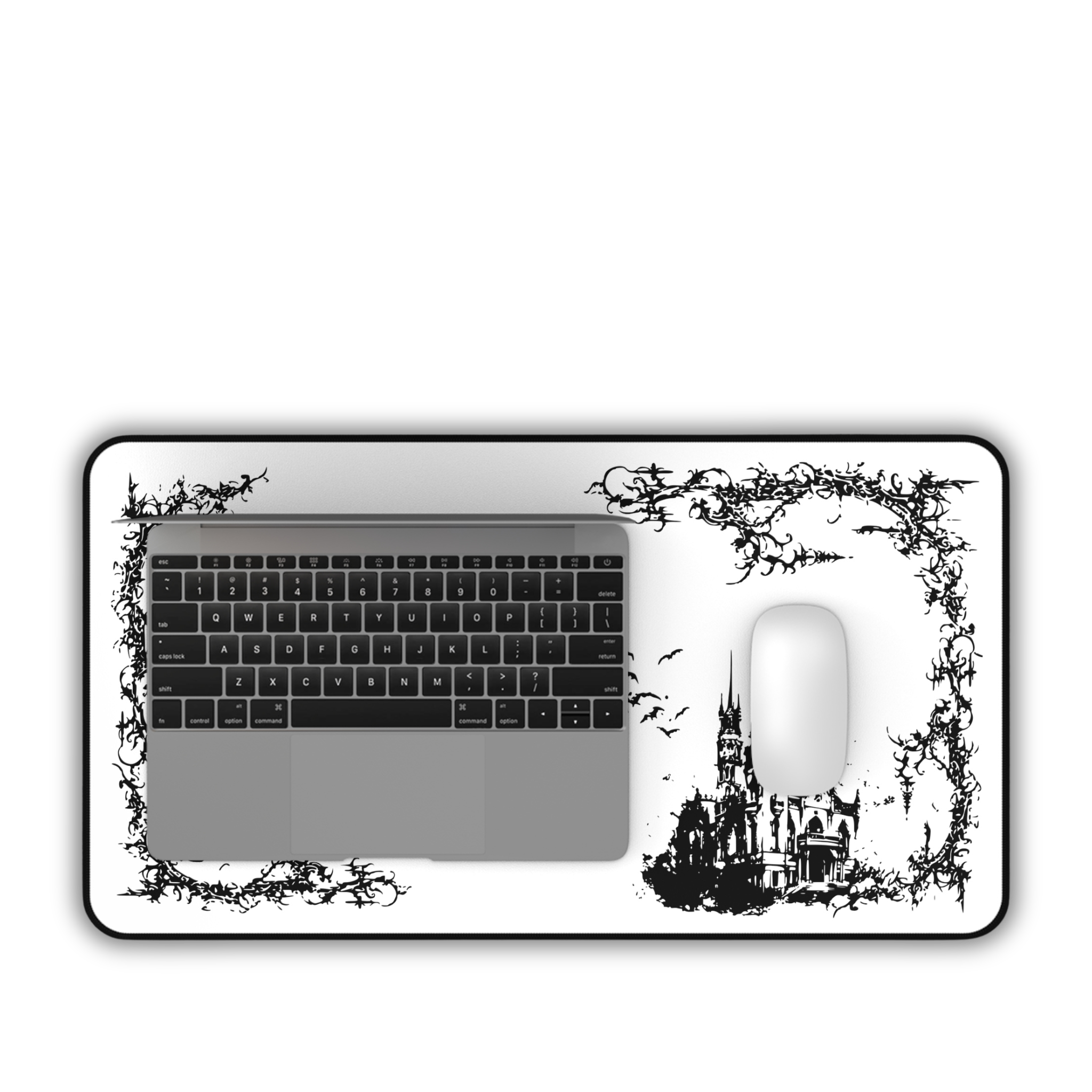 Vampire Castle – White Desk Mat – Gothic Mouse Pad