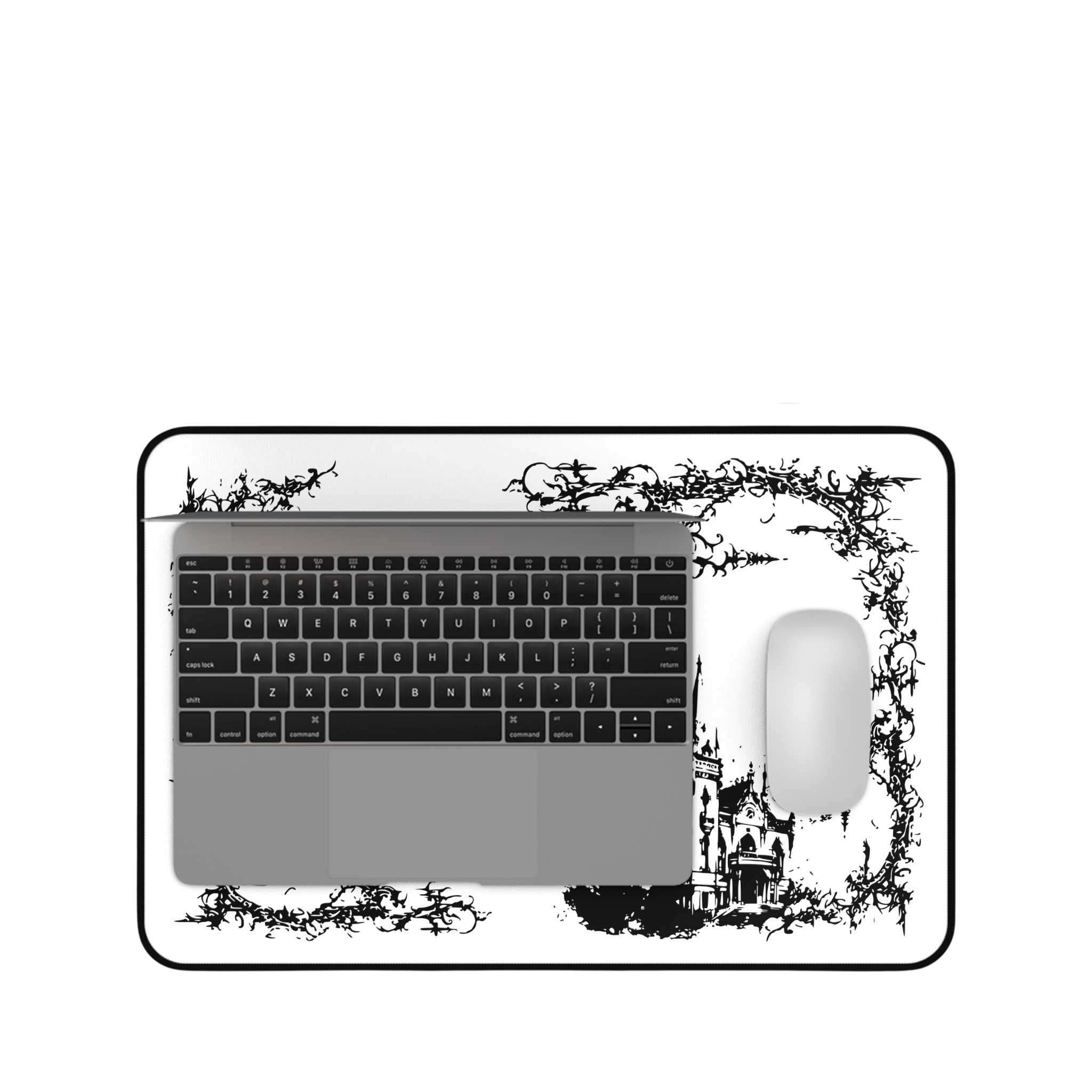 Vampire Castle – White Desk Mat – Gothic Mouse Pad
