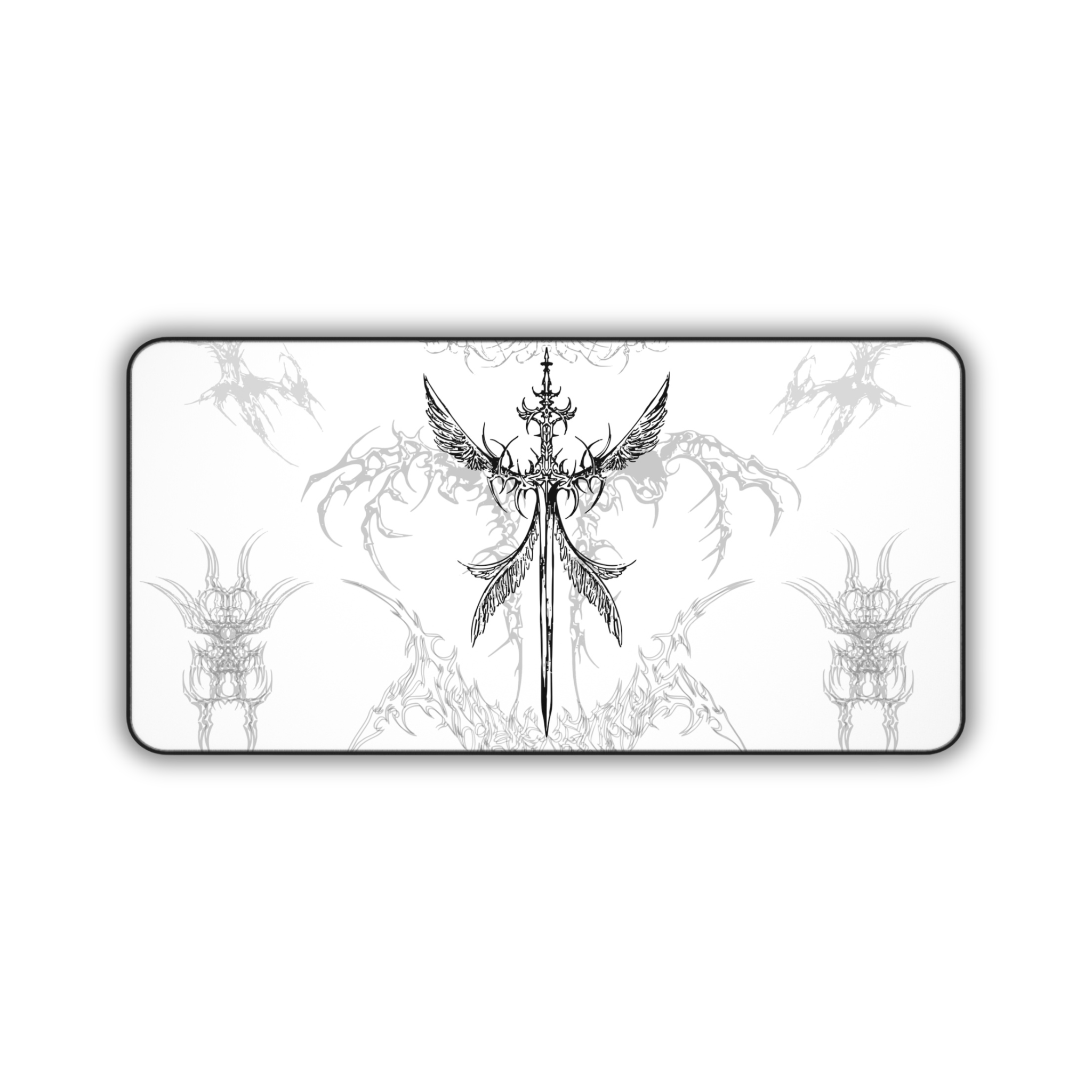 Angel Sword – White Desk Mat – Gothic Mouse Pad