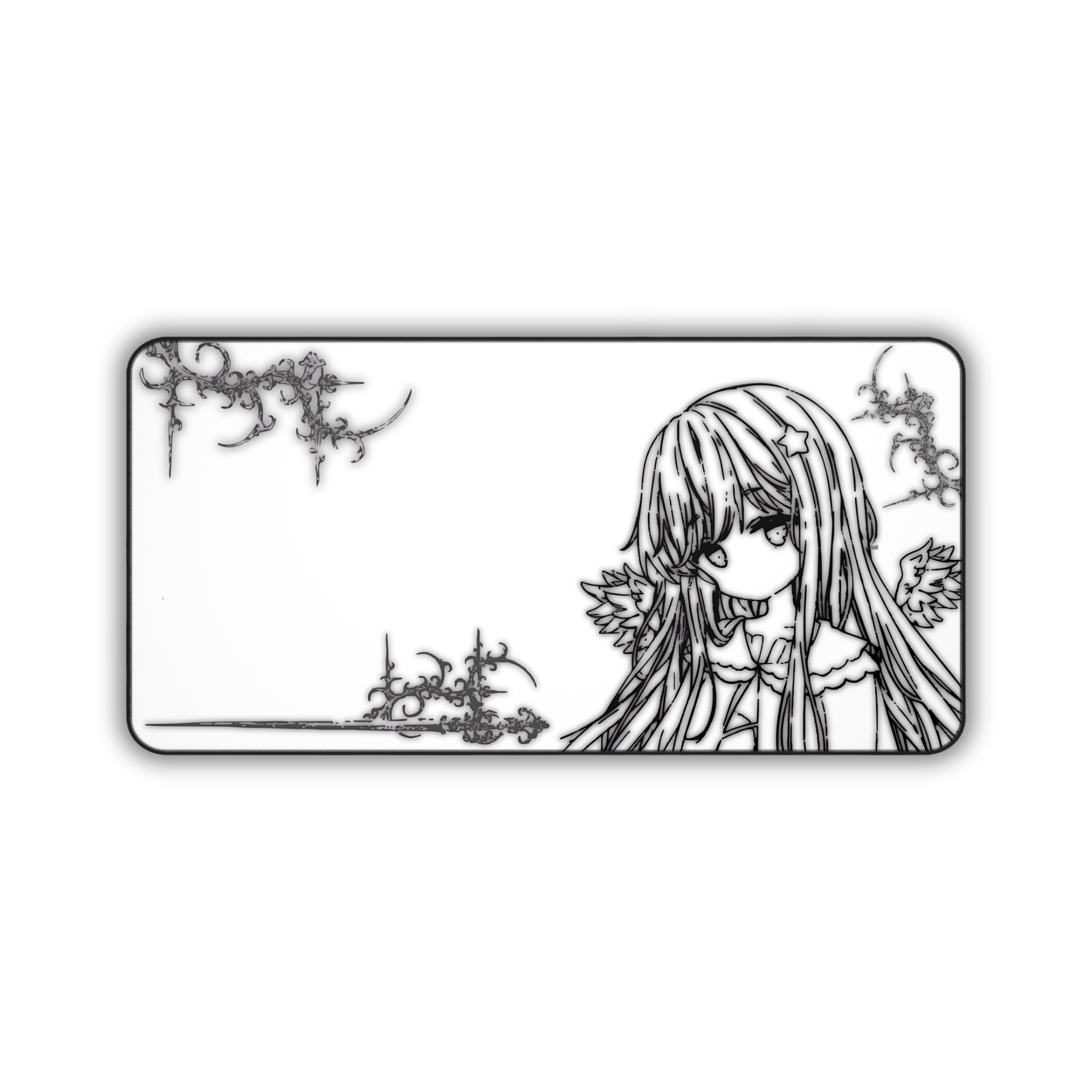 Glowing Angel – White Desk Mat – Celestial Mouse Pad