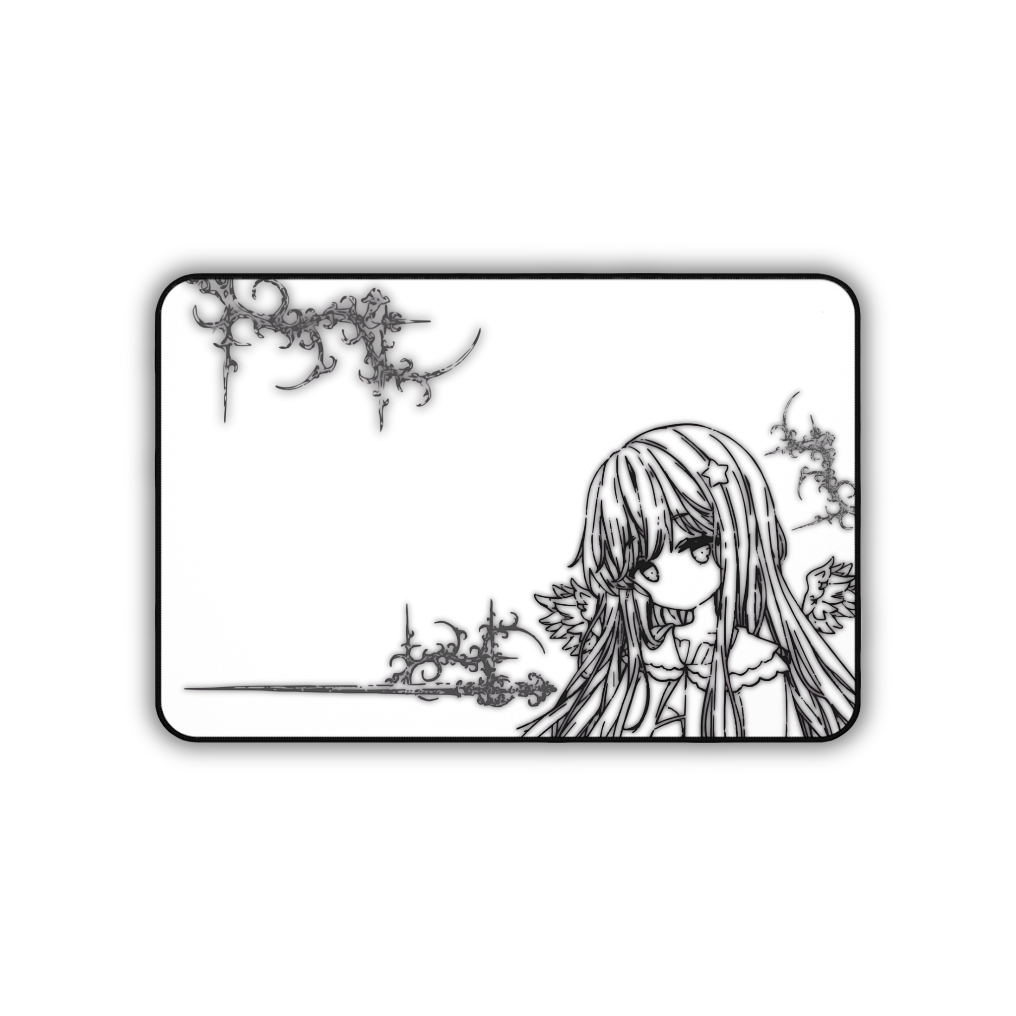Glowing Angel – White Desk Mat – Celestial Mouse Pad