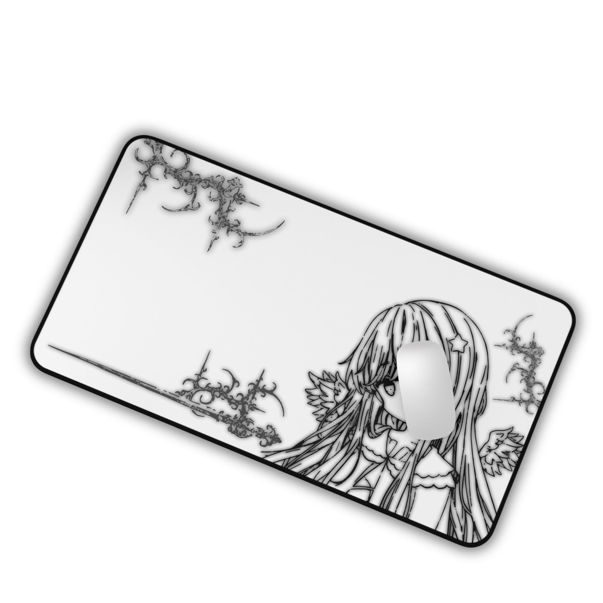 Glowing Angel – White Desk Mat – Celestial Mouse Pad