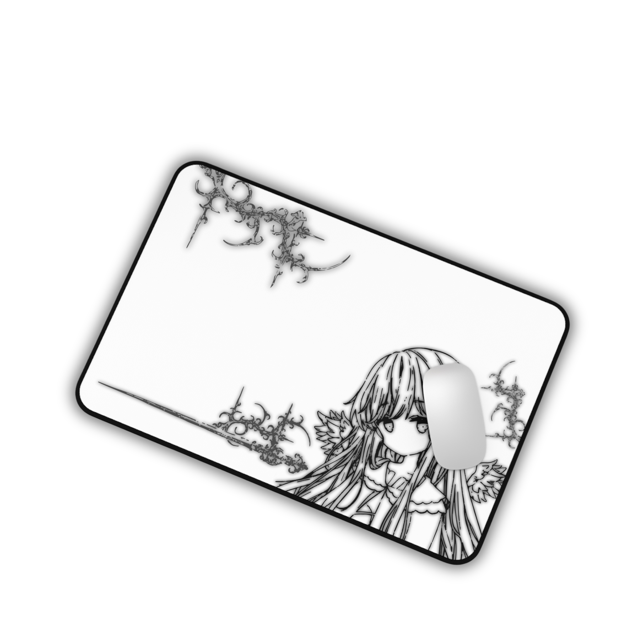 Glowing Angel – White Desk Mat – Celestial Mouse Pad