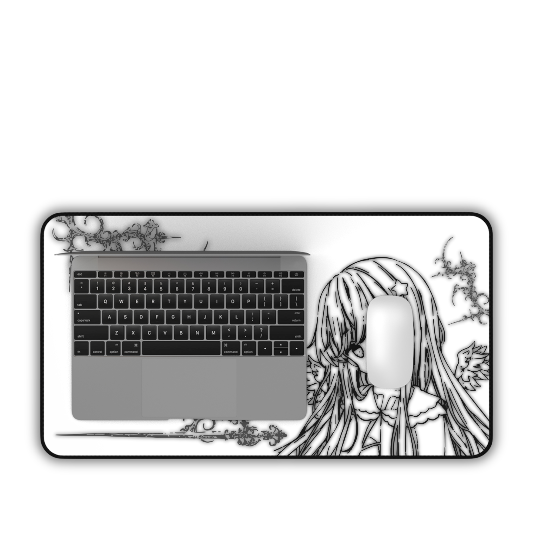 Glowing Angel – White Desk Mat – Celestial Mouse Pad