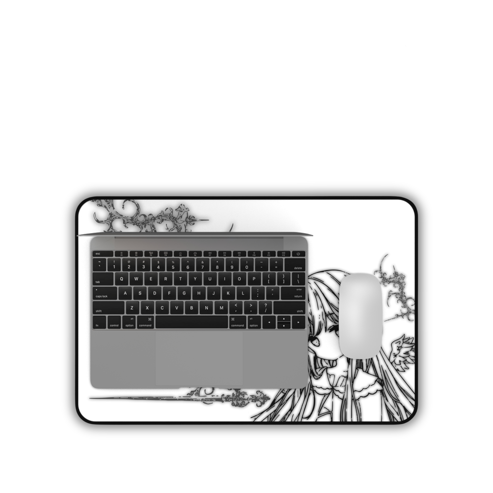Glowing Angel – White Desk Mat – Celestial Mouse Pad
