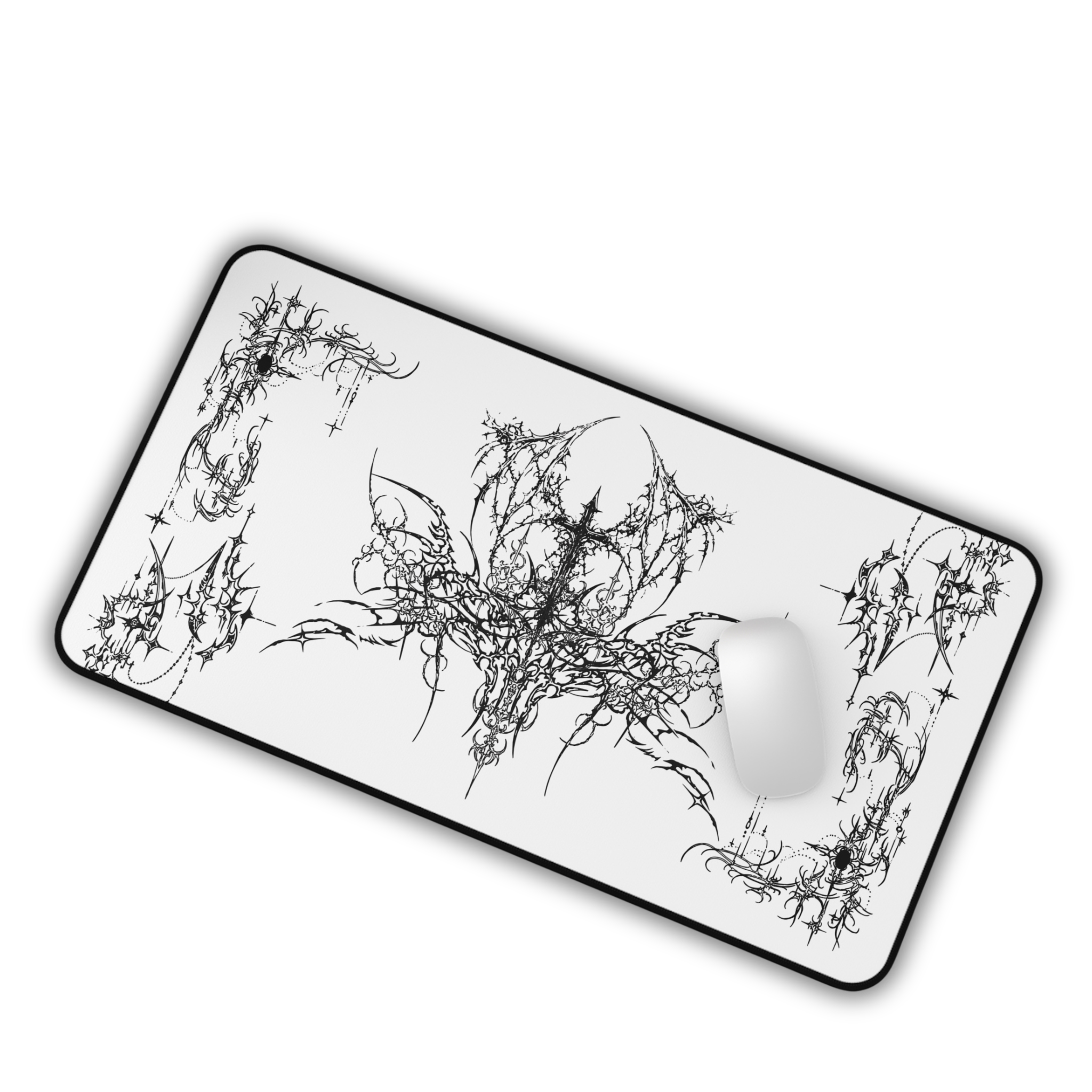 Ornate Flourish – White Desk Mat – Ornamental Mouse Pad