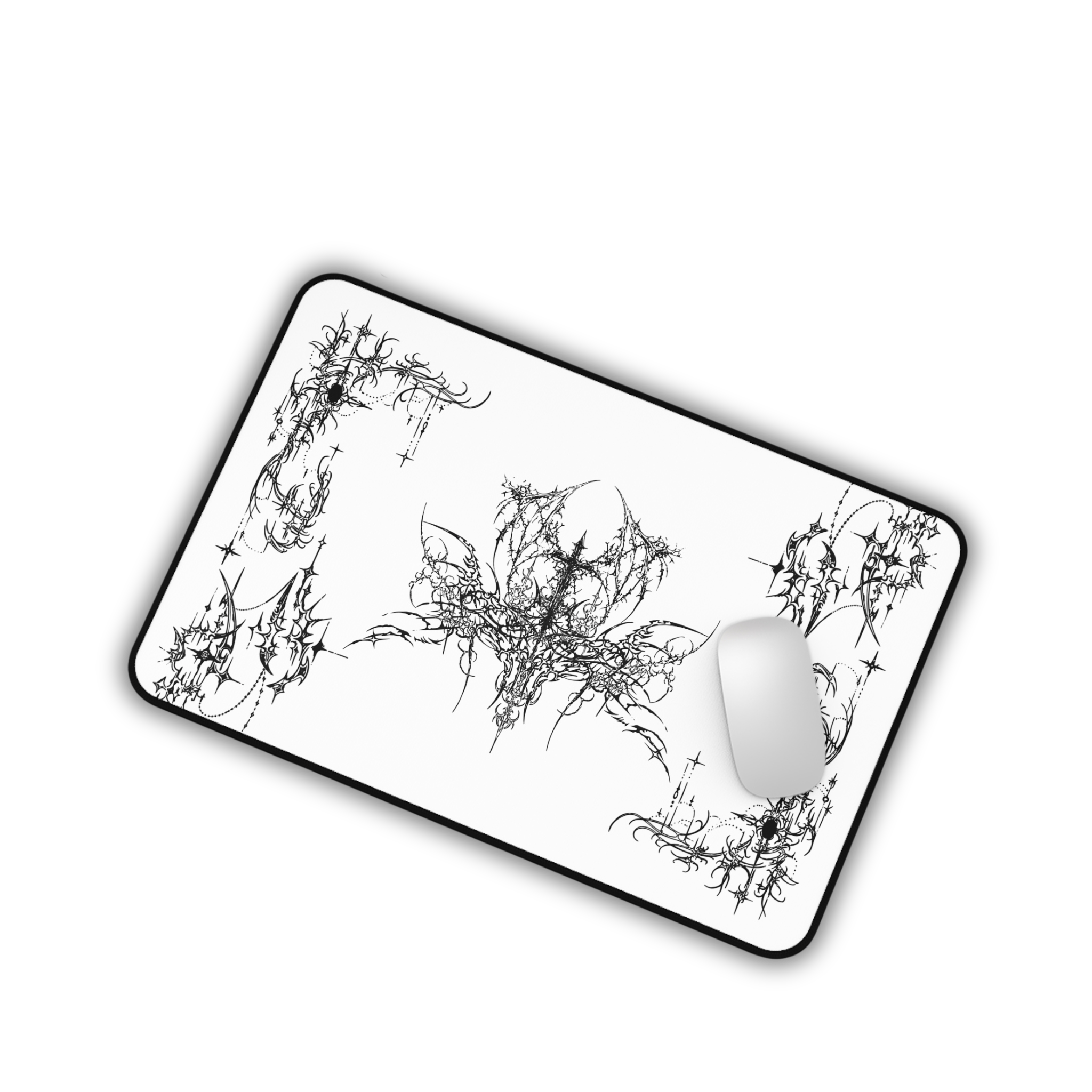 Ornate Flourish – White Desk Mat – Ornamental Mouse Pad