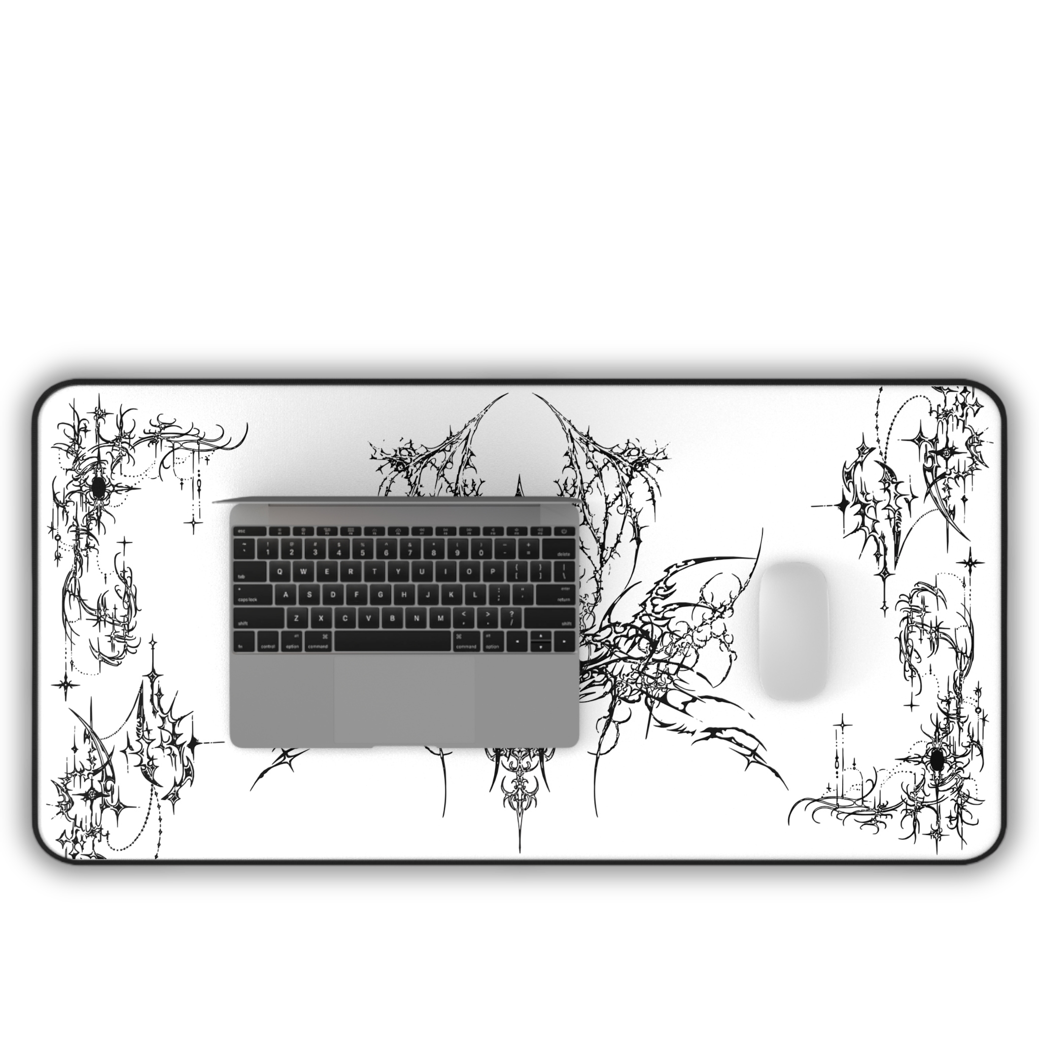 Ornate Flourish – White Desk Mat – Ornamental Mouse Pad