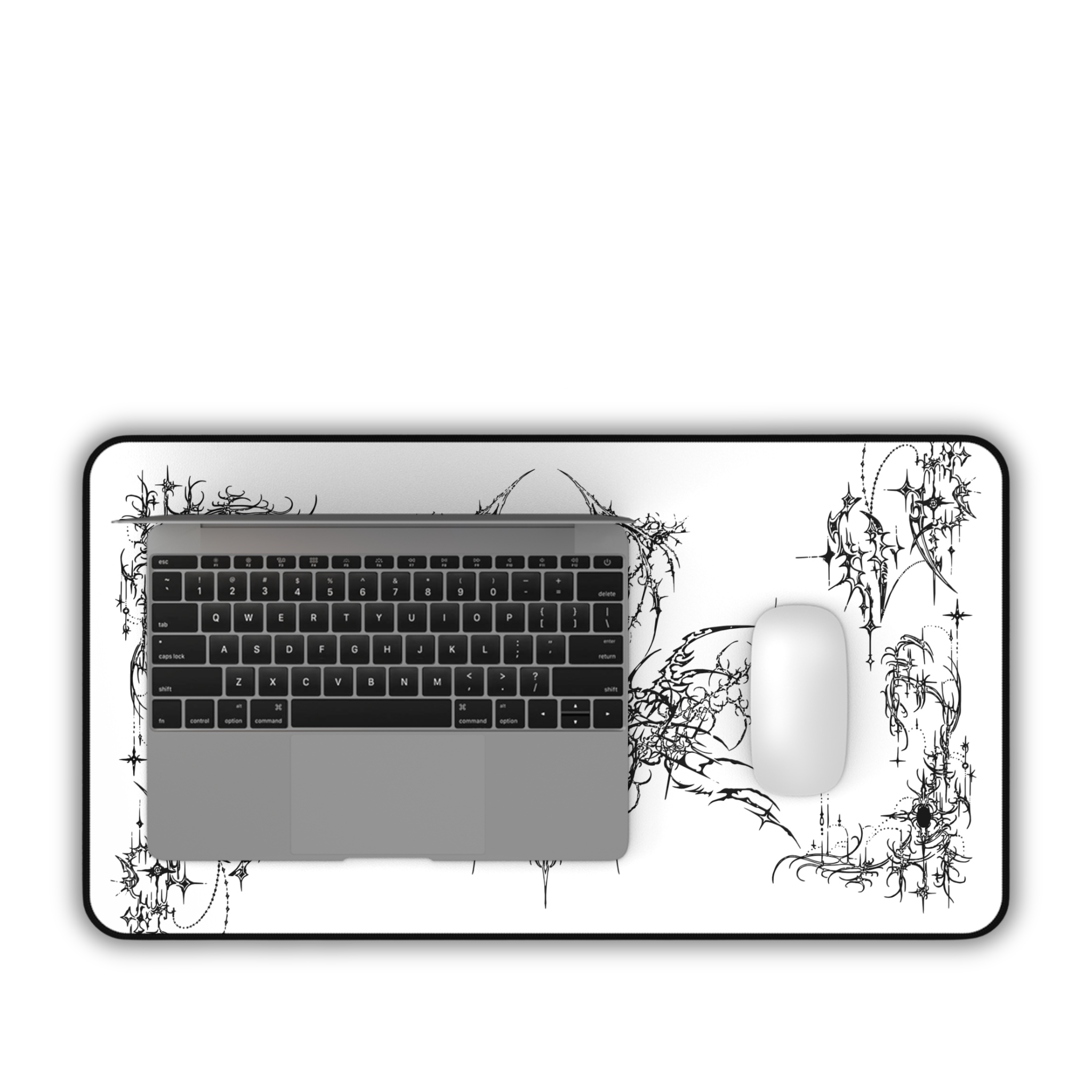Ornate Flourish – White Desk Mat – Ornamental Mouse Pad