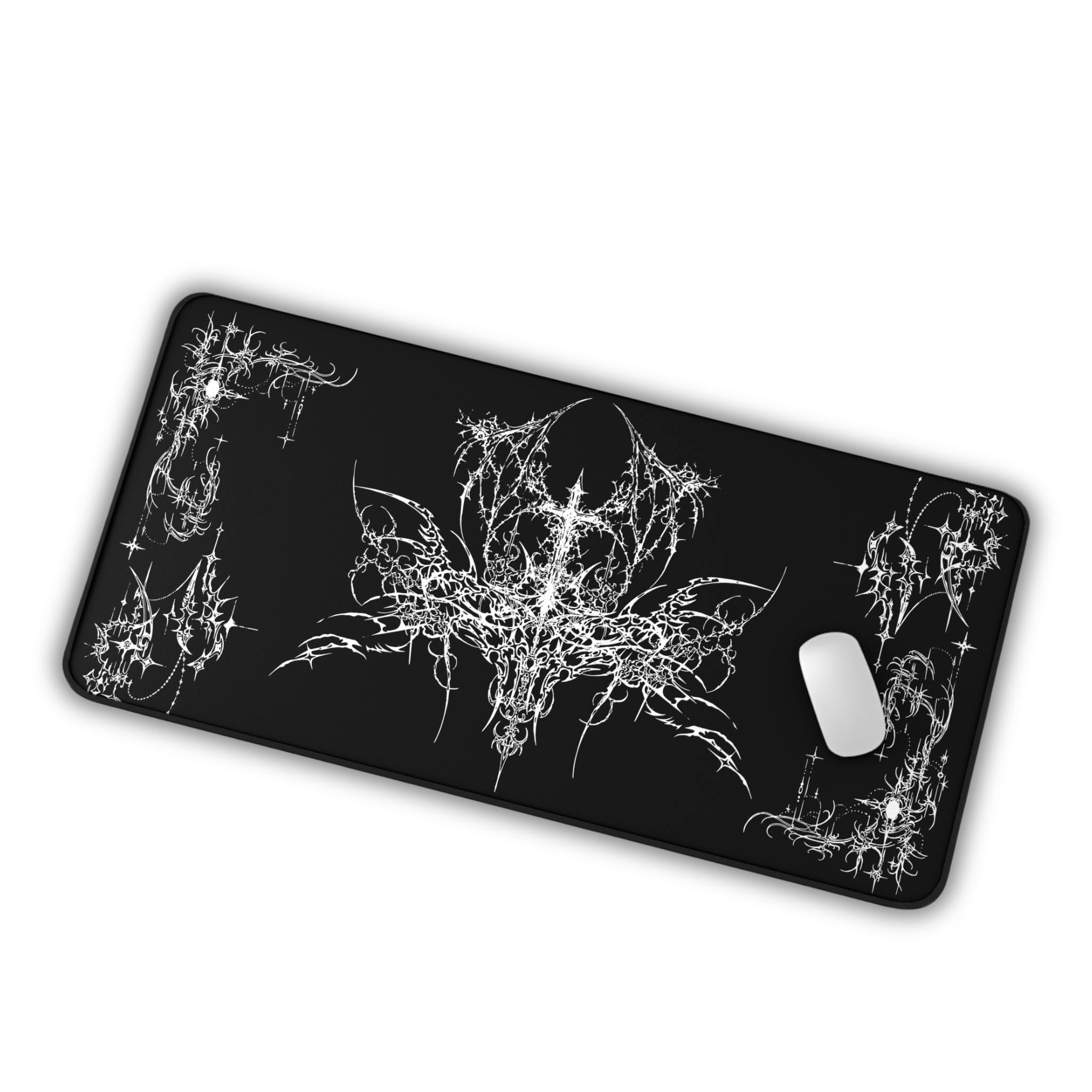 Ornate Flourish – Black Desk Mat – Ornamental Mouse Pad
