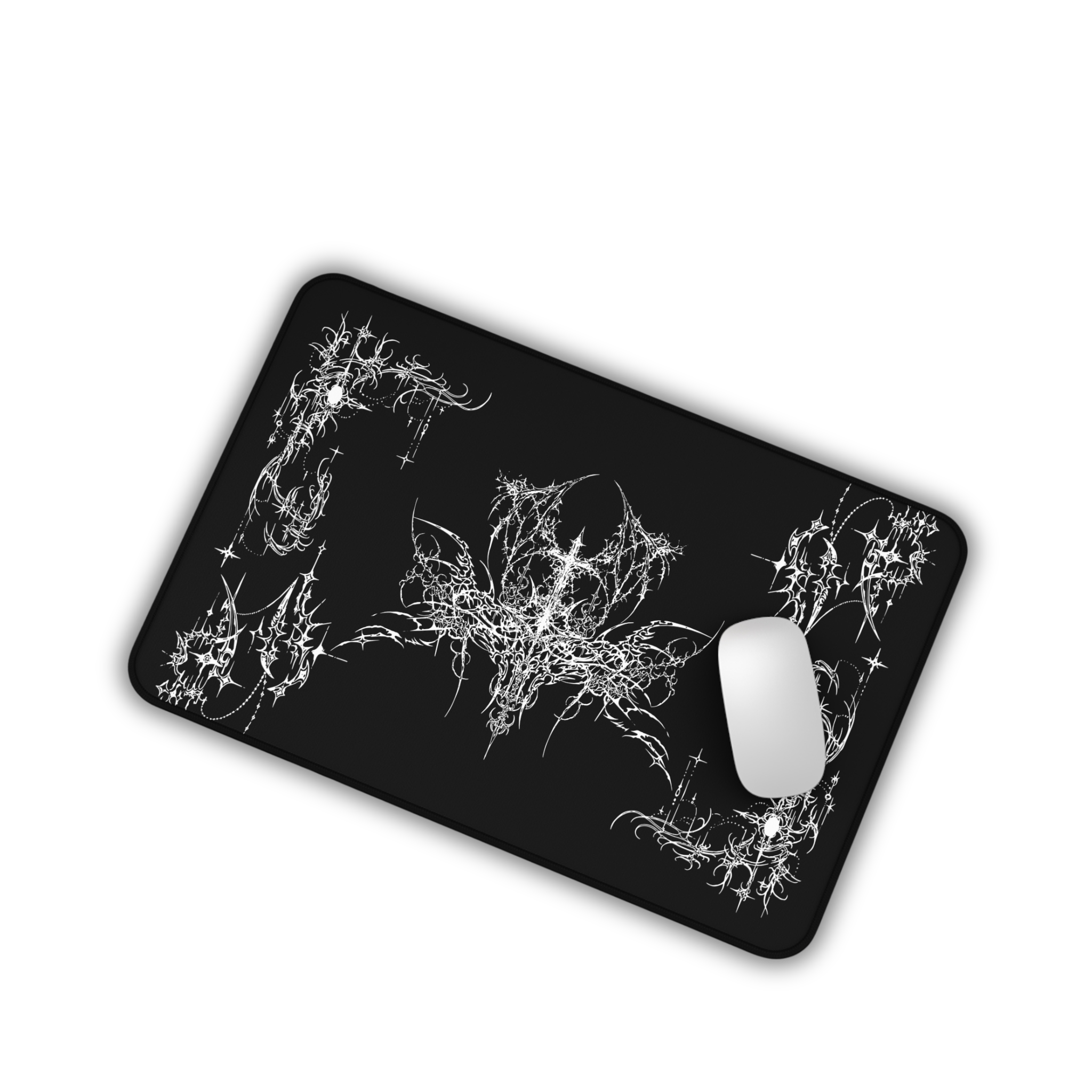 Ornate Flourish – Black Desk Mat – Ornamental Mouse Pad