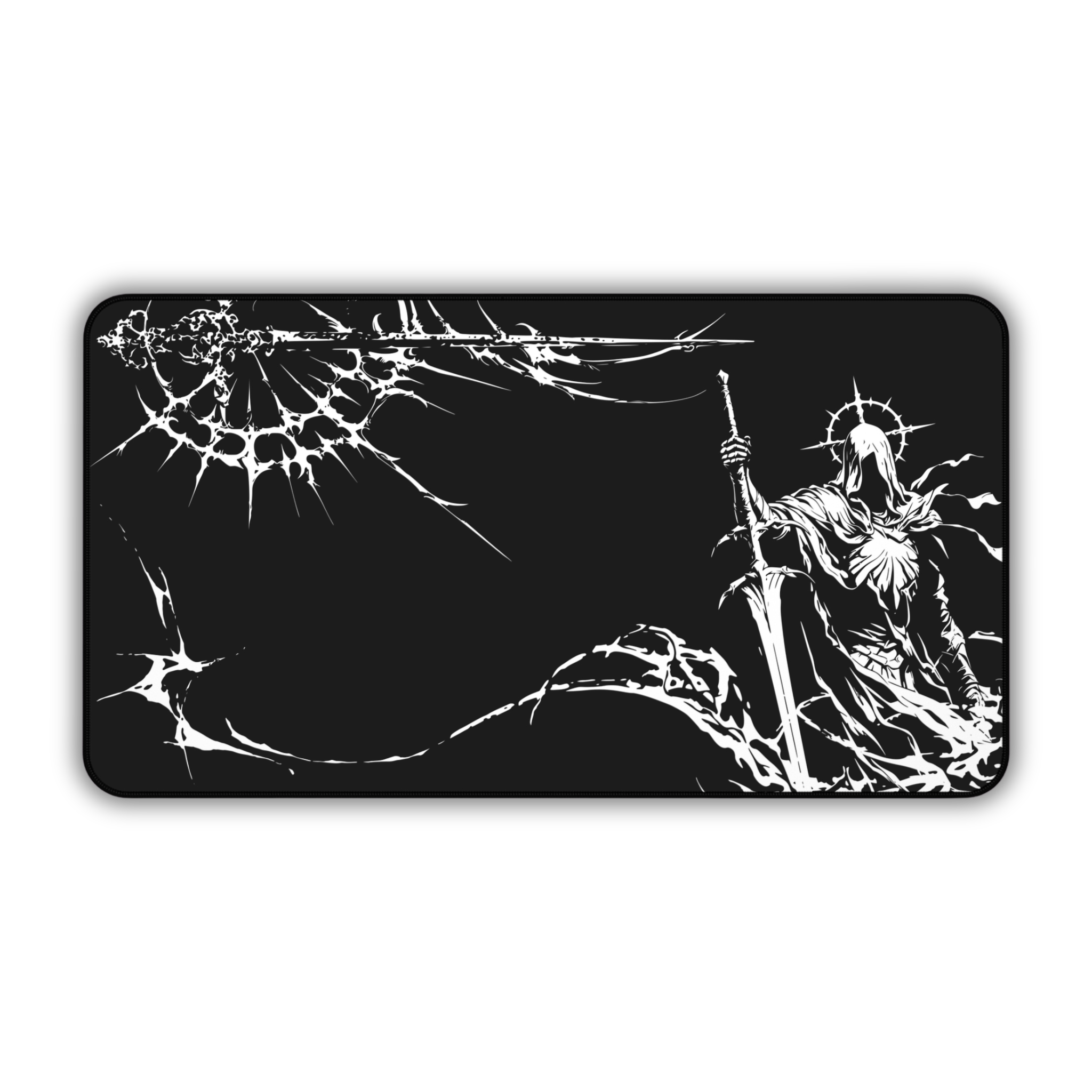 Grim Reaper Knight – Dark Desk Mat – Gothic Sword Mouse Pad