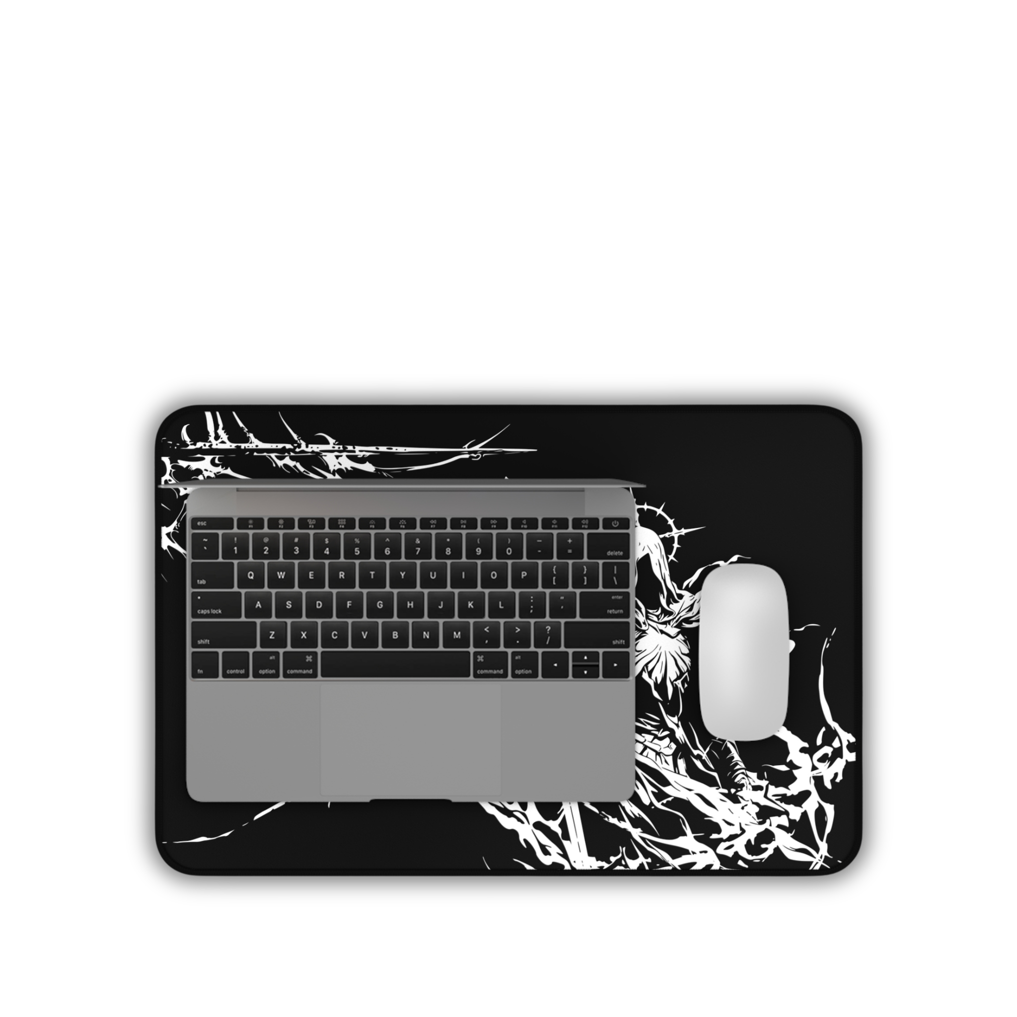 Grim Reaper Knight – Dark Desk Mat – Gothic Sword Mouse Pad