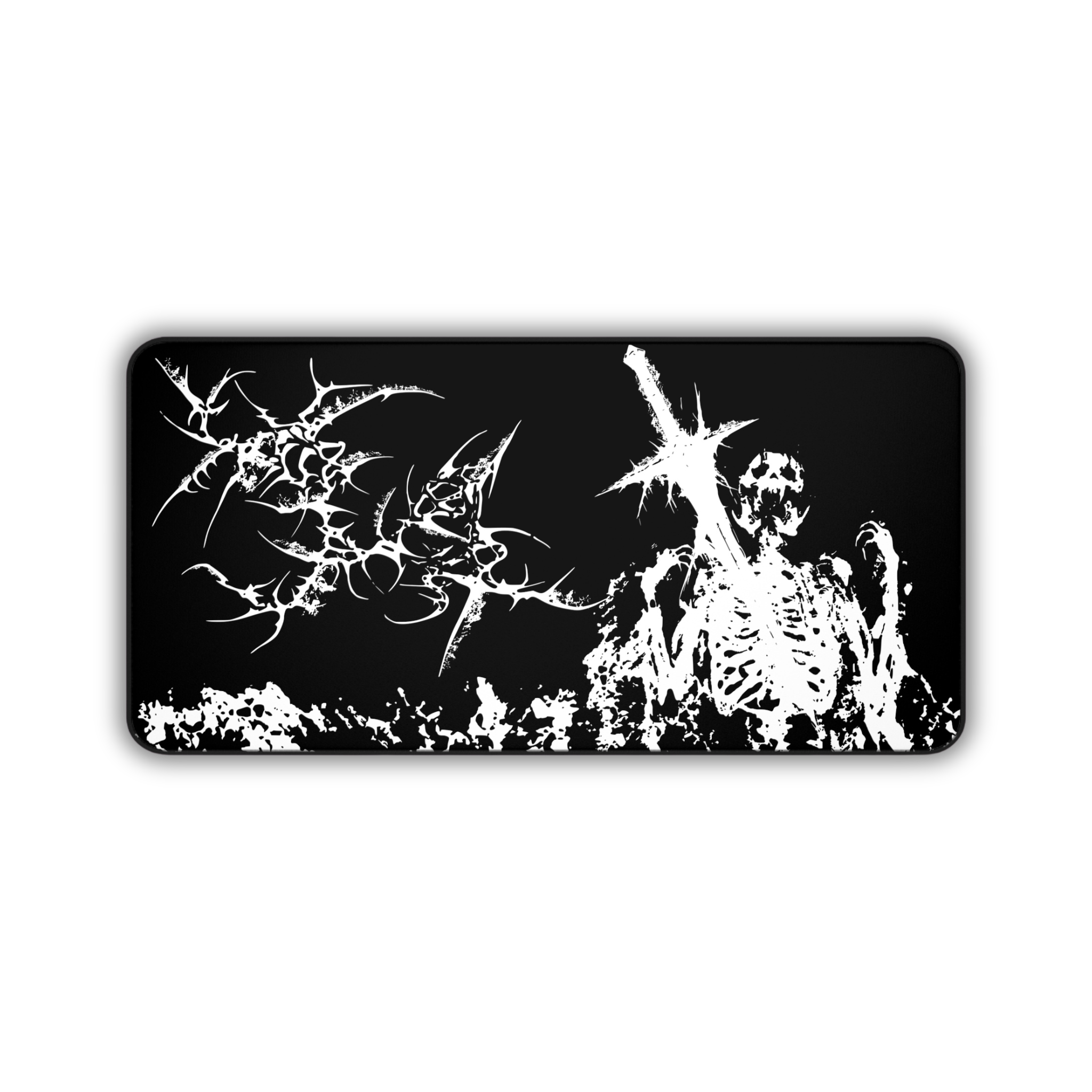 Agony of Fire – Black Desk Mat – Gothic Skeleton Cybersigil Mouse Pad