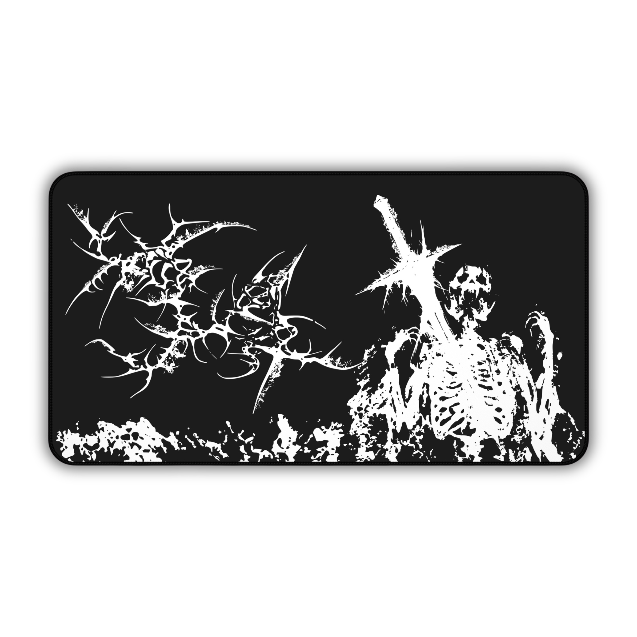 Agony of Fire – Black Desk Mat – Gothic Skeleton Cybersigil Mouse Pad