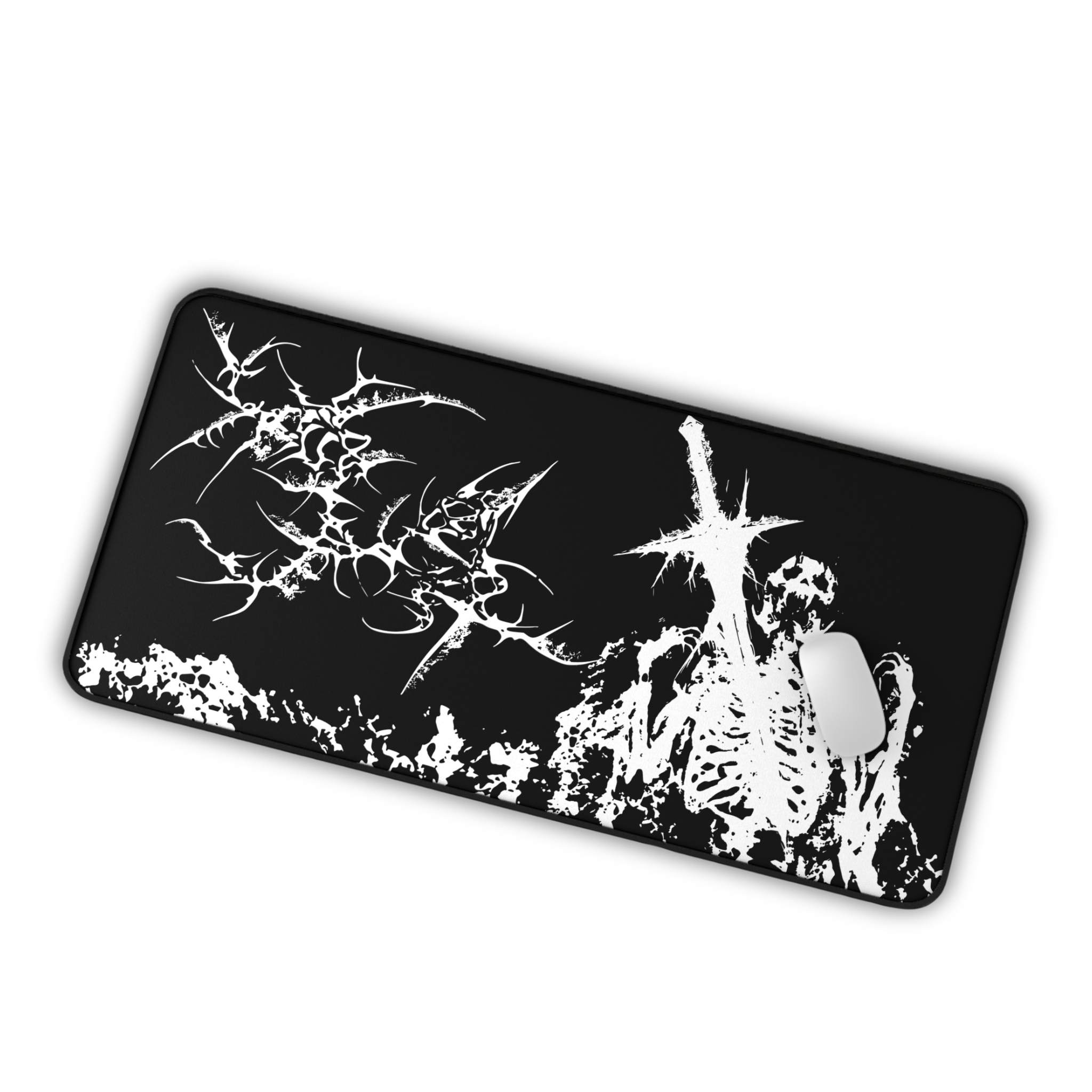 Agony of Fire – Black Desk Mat – Gothic Skeleton Cybersigil Mouse Pad