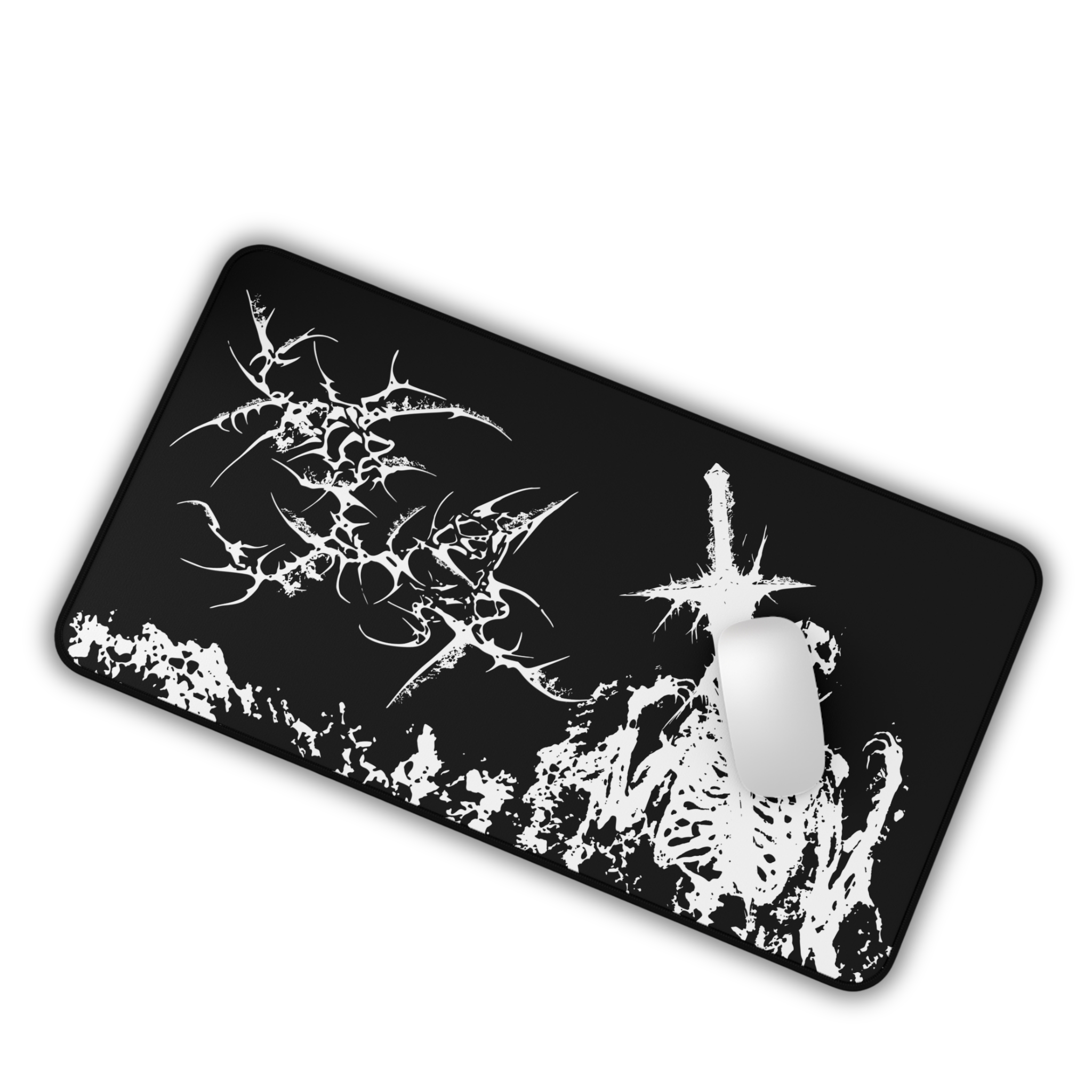 Agony of Fire – Black Desk Mat – Gothic Skeleton Cybersigil Mouse Pad