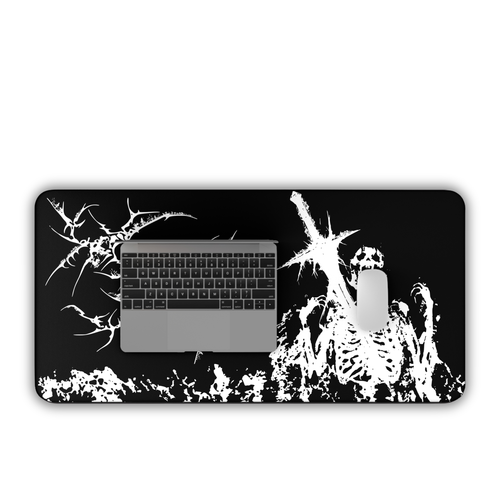 Agony of Fire – Black Desk Mat – Gothic Skeleton Cybersigil Mouse Pad