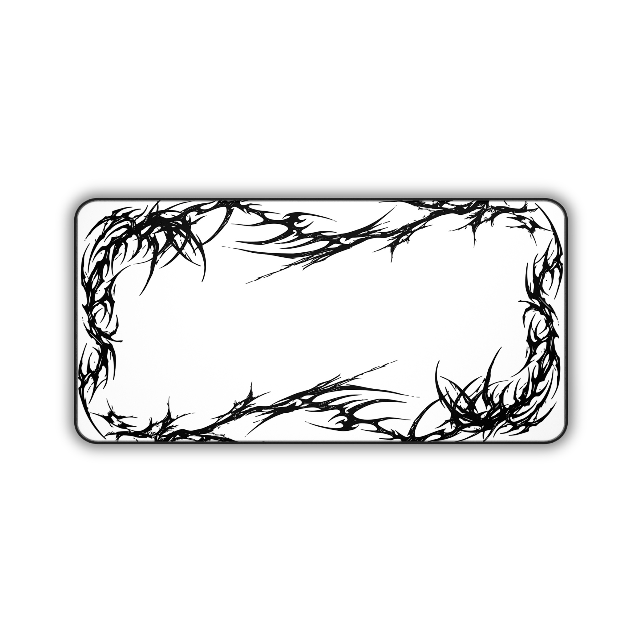 Black Tribal Corner – White Desk Mat – Minimal Tribal Mouse Pad