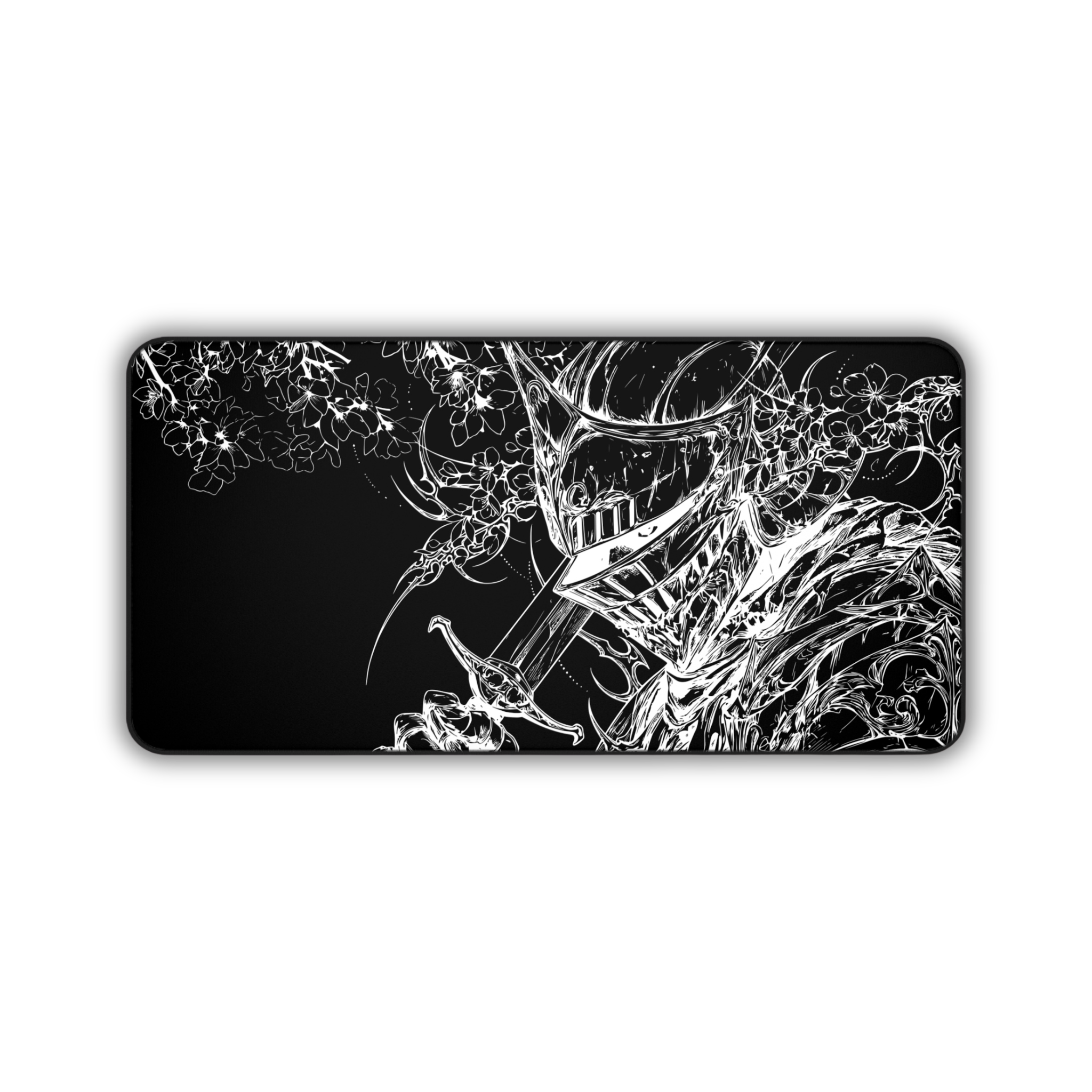 Sakura Knight – Black Desk Mat – Fantasy Gothic Armour Mouse Pad