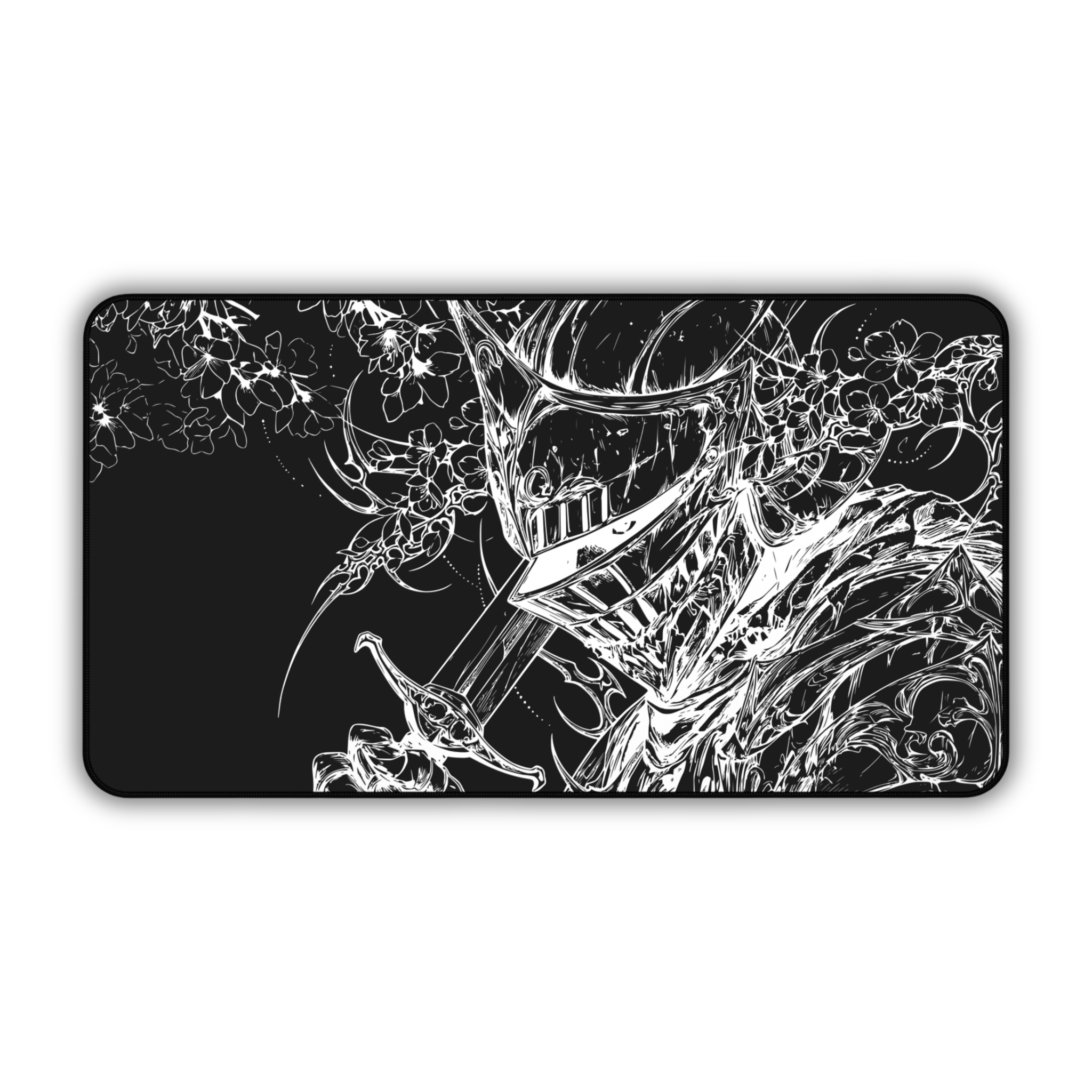 Sakura Knight – Black Desk Mat – Fantasy Gothic Armour Mouse Pad