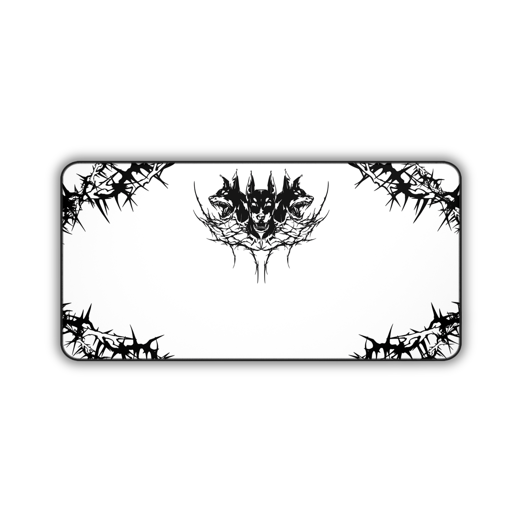 Hell Hounds – White Desk Mat – Cyber Sigil Hellhound Mouse Pad