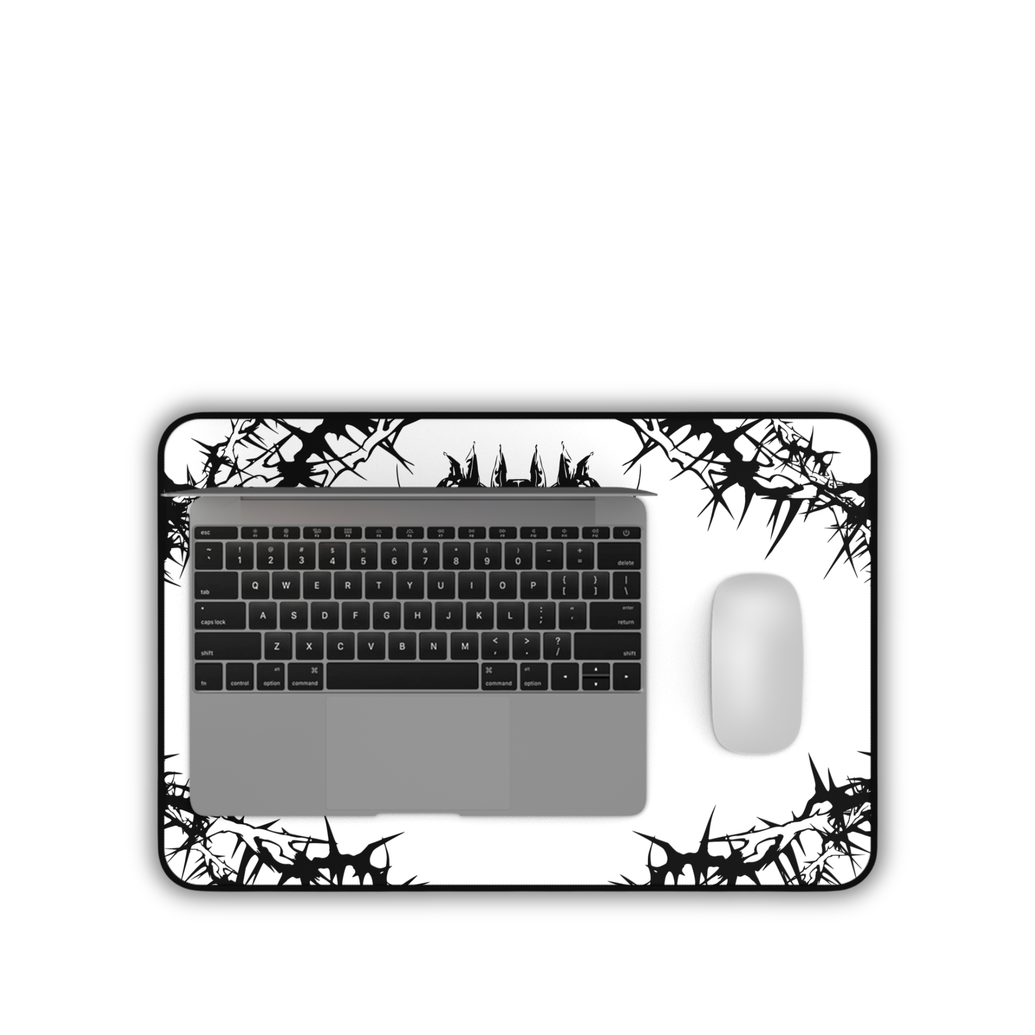 Hell Hounds – White Desk Mat – Cyber Sigil Hellhound Mouse Pad