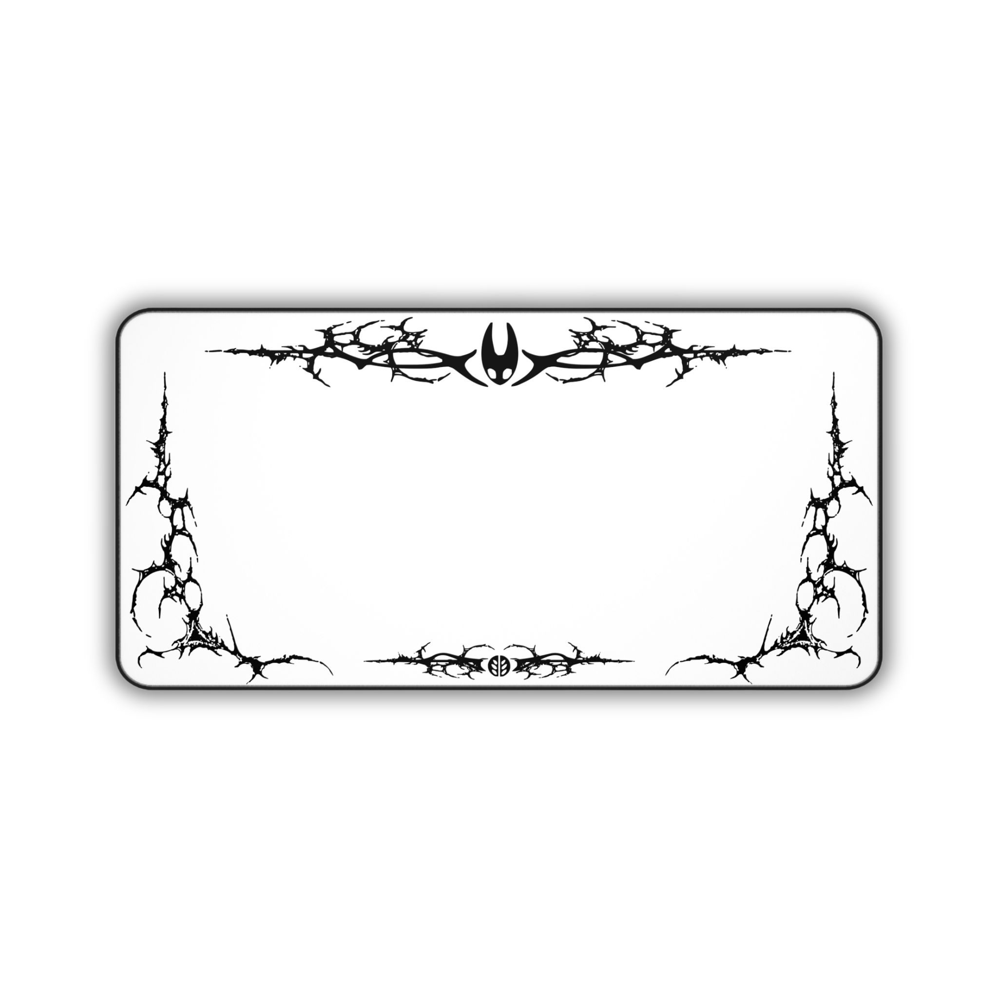 Cyber Sigil Border – White Desk Mat – Gothic Tribal Mouse Pad