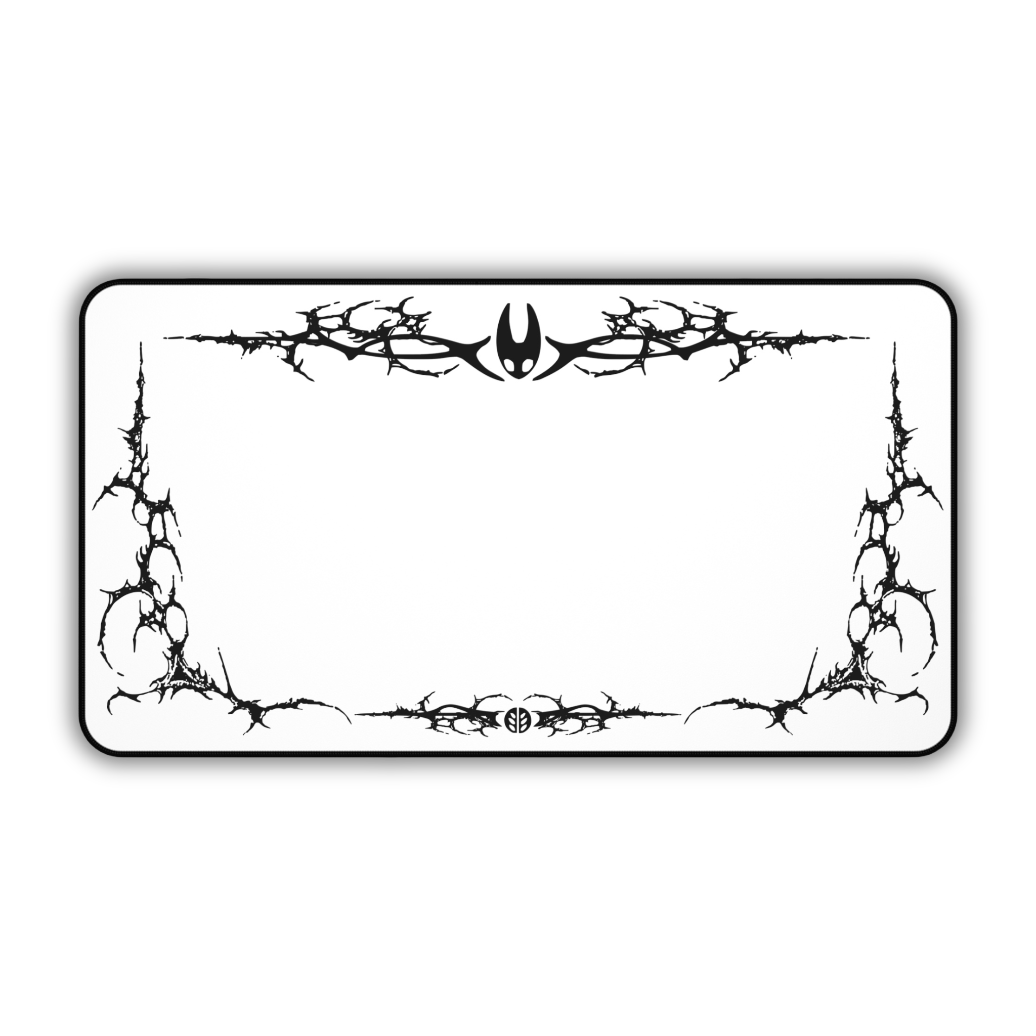 Cyber Sigil Border – White Desk Mat – Gothic Tribal Mouse Pad