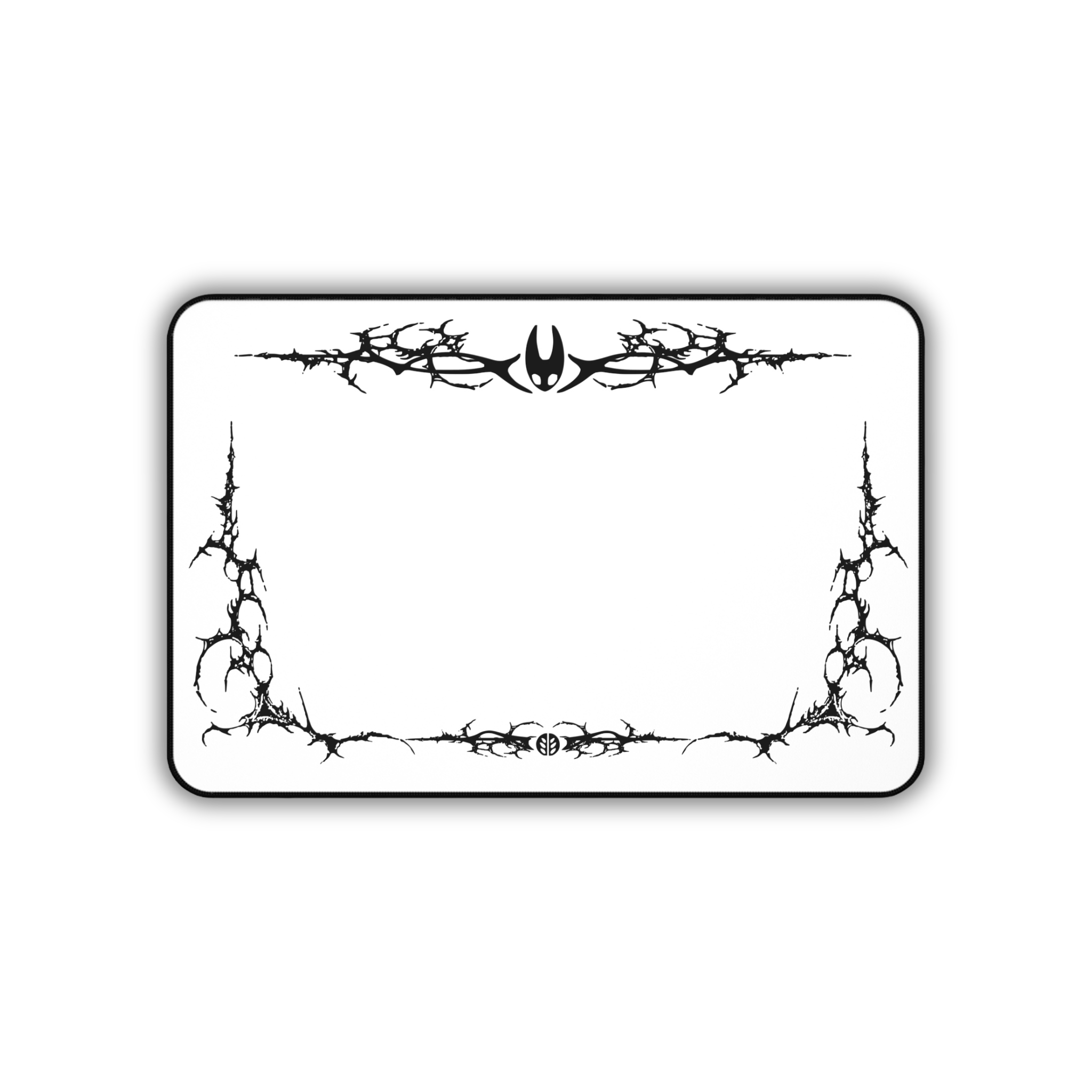 Cyber Sigil Border – White Desk Mat – Gothic Tribal Mouse Pad