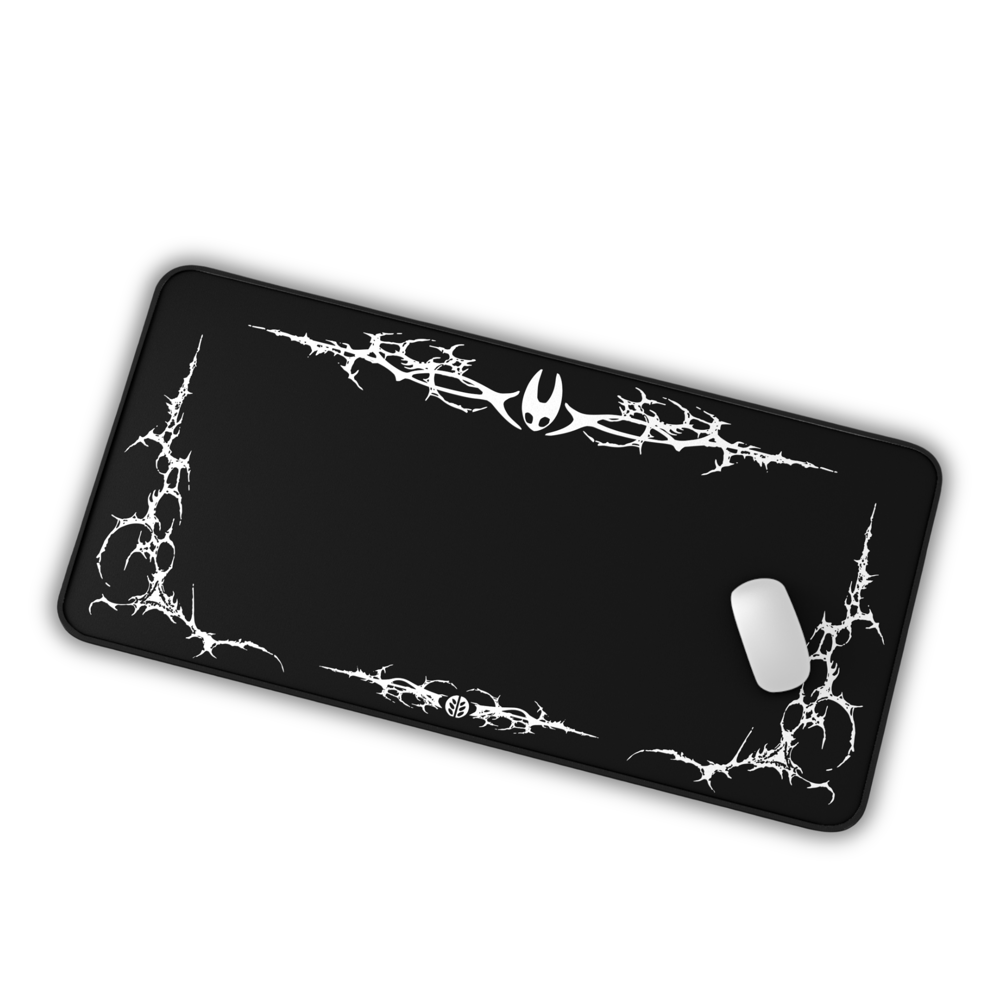 Minimal Cyber Sigil – Black Desk Mat – Gothic Tribal Mouse Pad