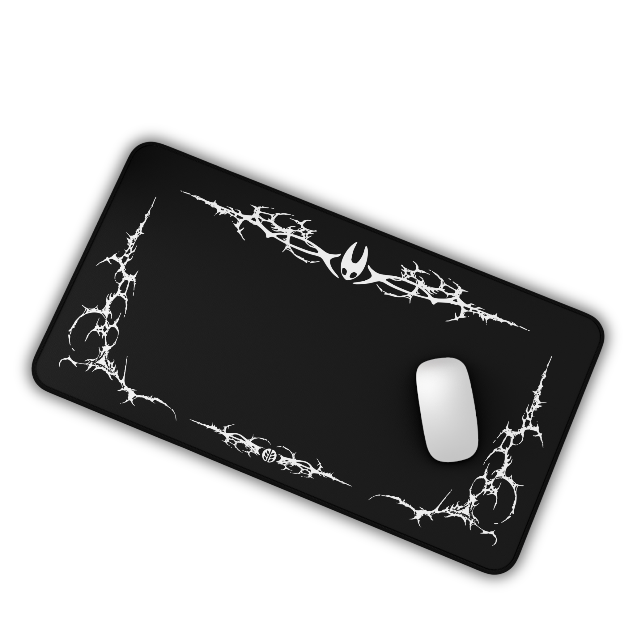 Minimal Cyber Sigil – Black Desk Mat – Gothic Tribal Mouse Pad