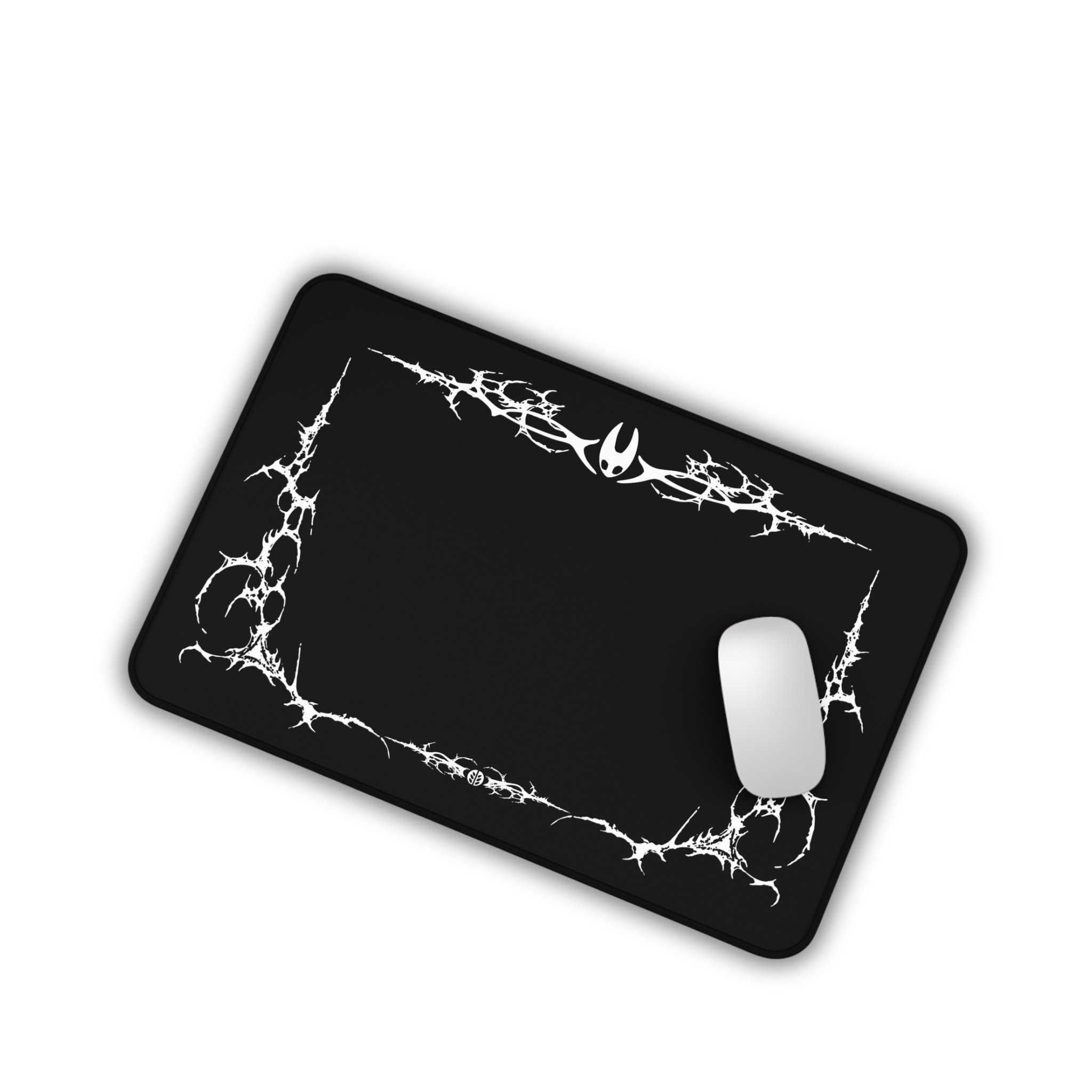 Minimal Cyber Sigil – Black Desk Mat – Gothic Tribal Mouse Pad