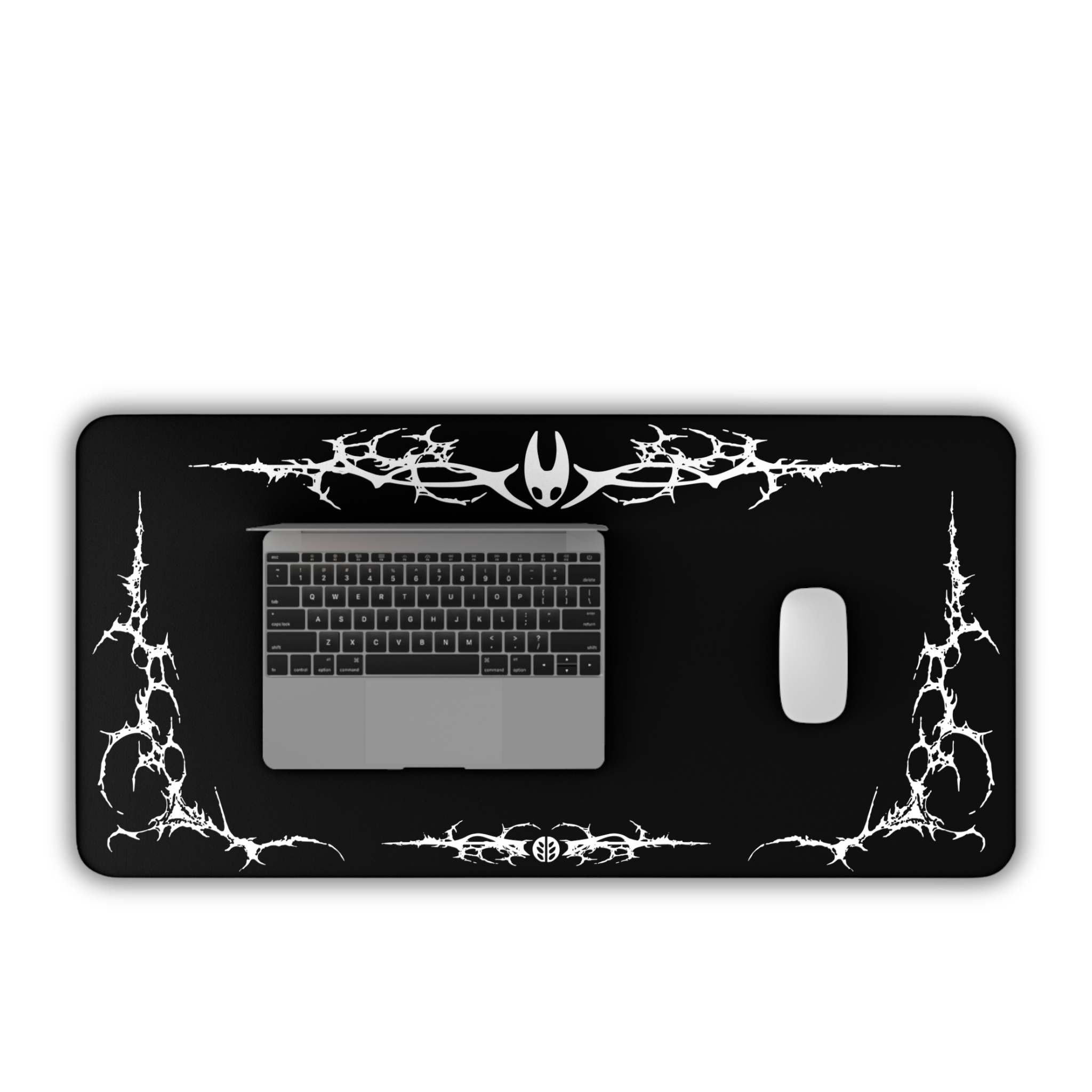 Minimal Cyber Sigil – Black Desk Mat – Gothic Tribal Mouse Pad