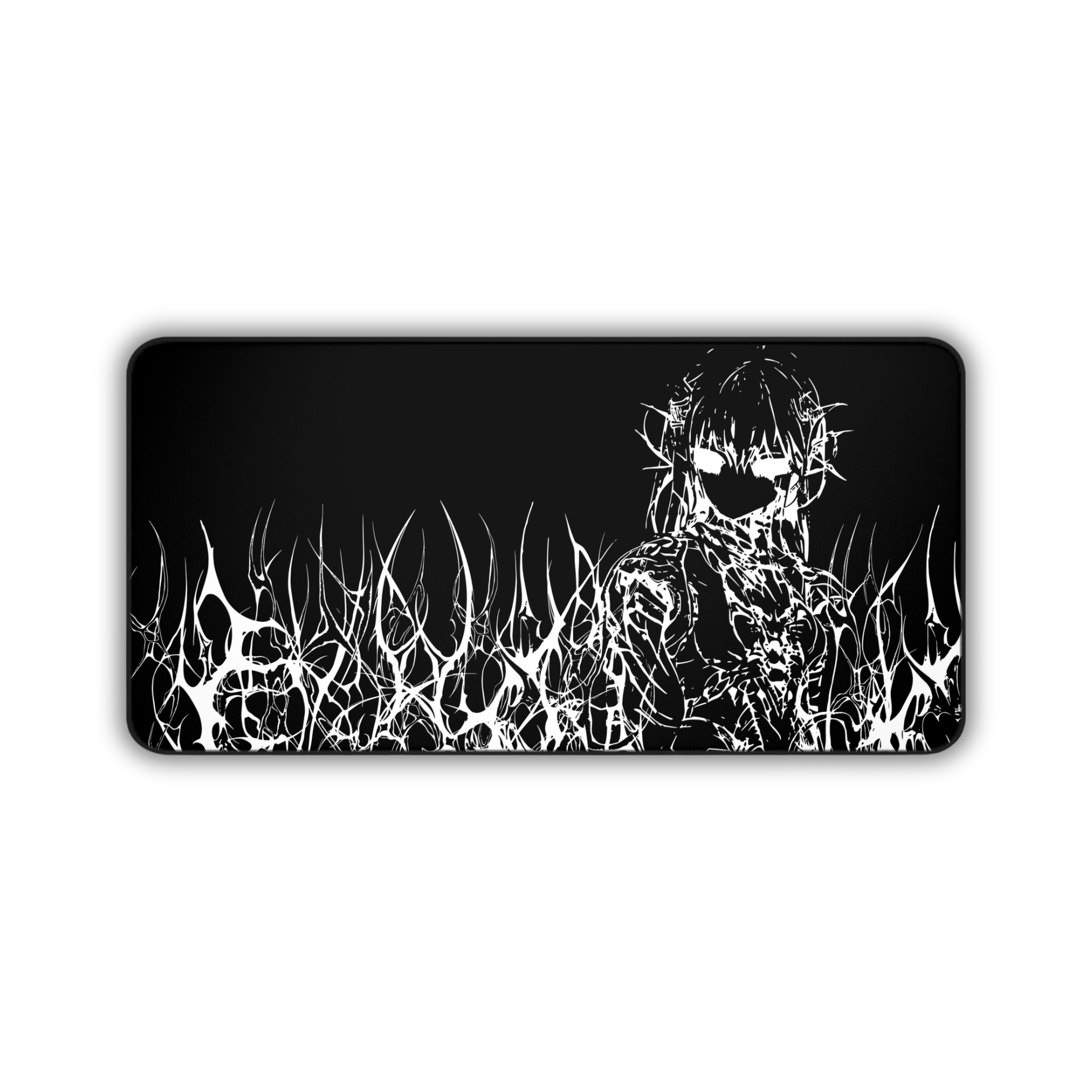 Engulfed – Black Desk Mat – Gothic Cyber Sigil Mouse Pad